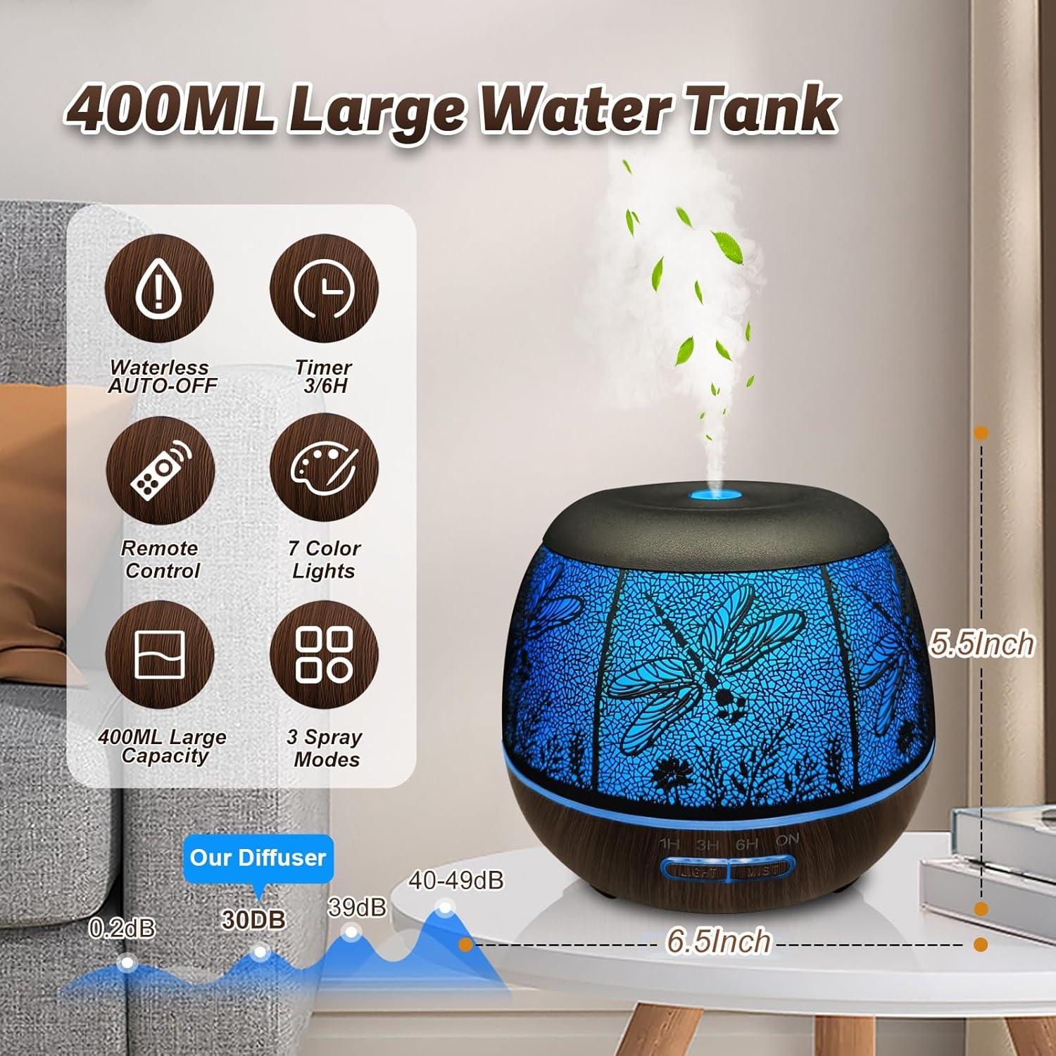 Difusor de Aceites Esenciales Roonbo 400ml Control Remoto