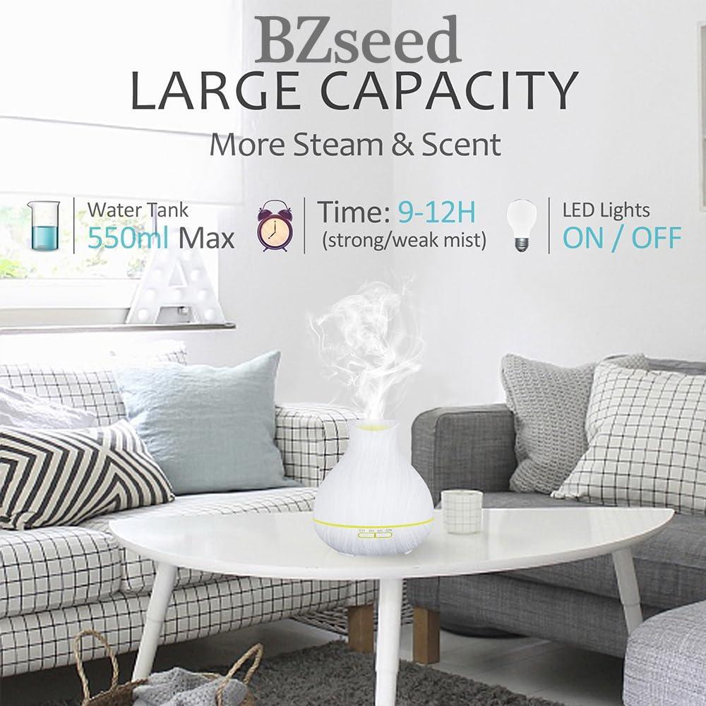 Difusor de Aceite Esencial BZseed 550ml Blanco con Temporizador