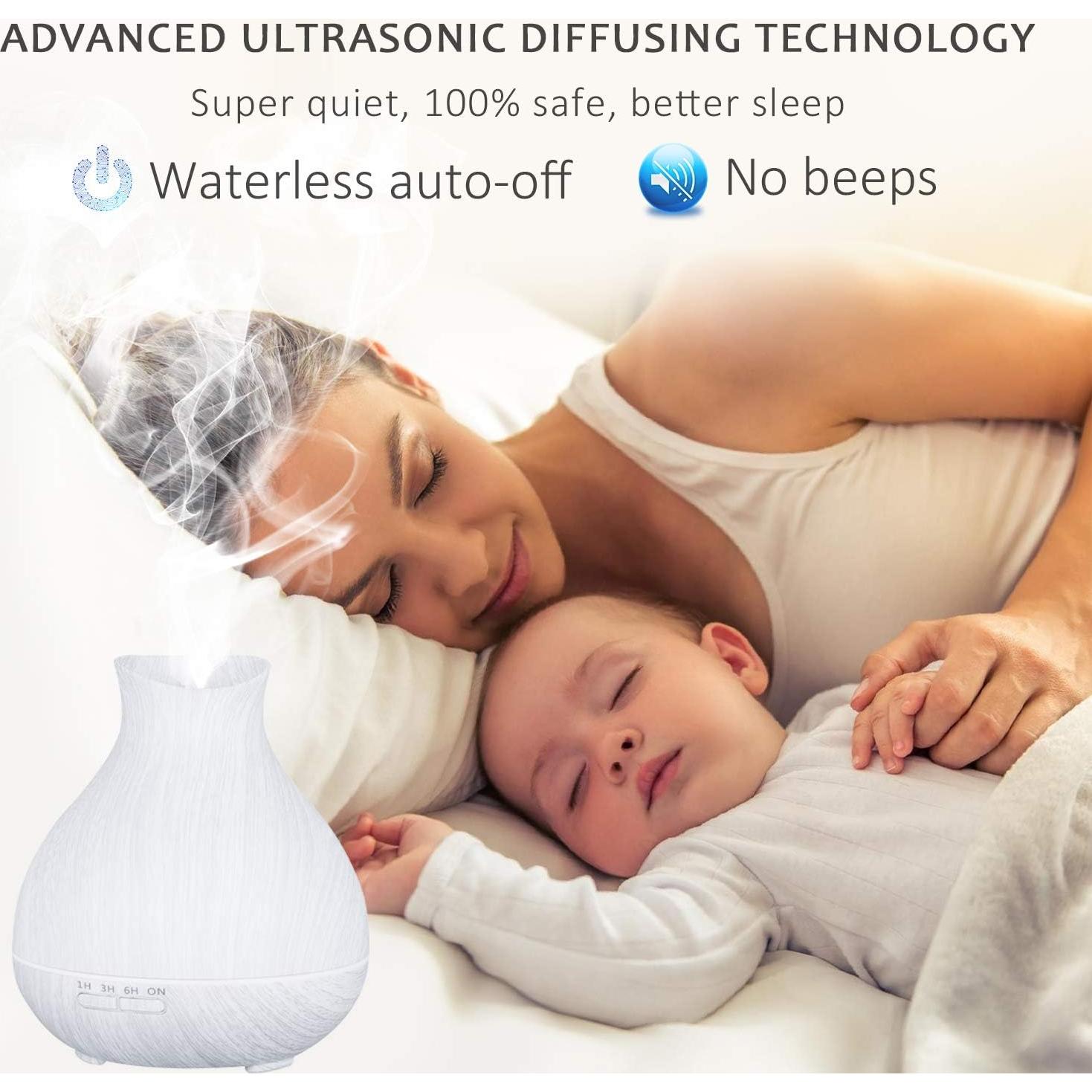 Difusor de Aceite Esencial BZseed 550ml Blanco con Temporizador