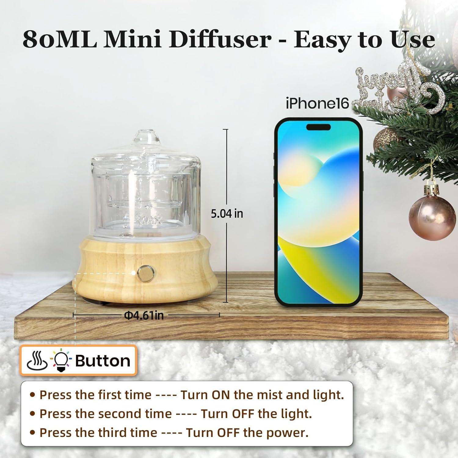 Difusor de Aceite Esencial Lecdura 80ML Vidrio y Madera