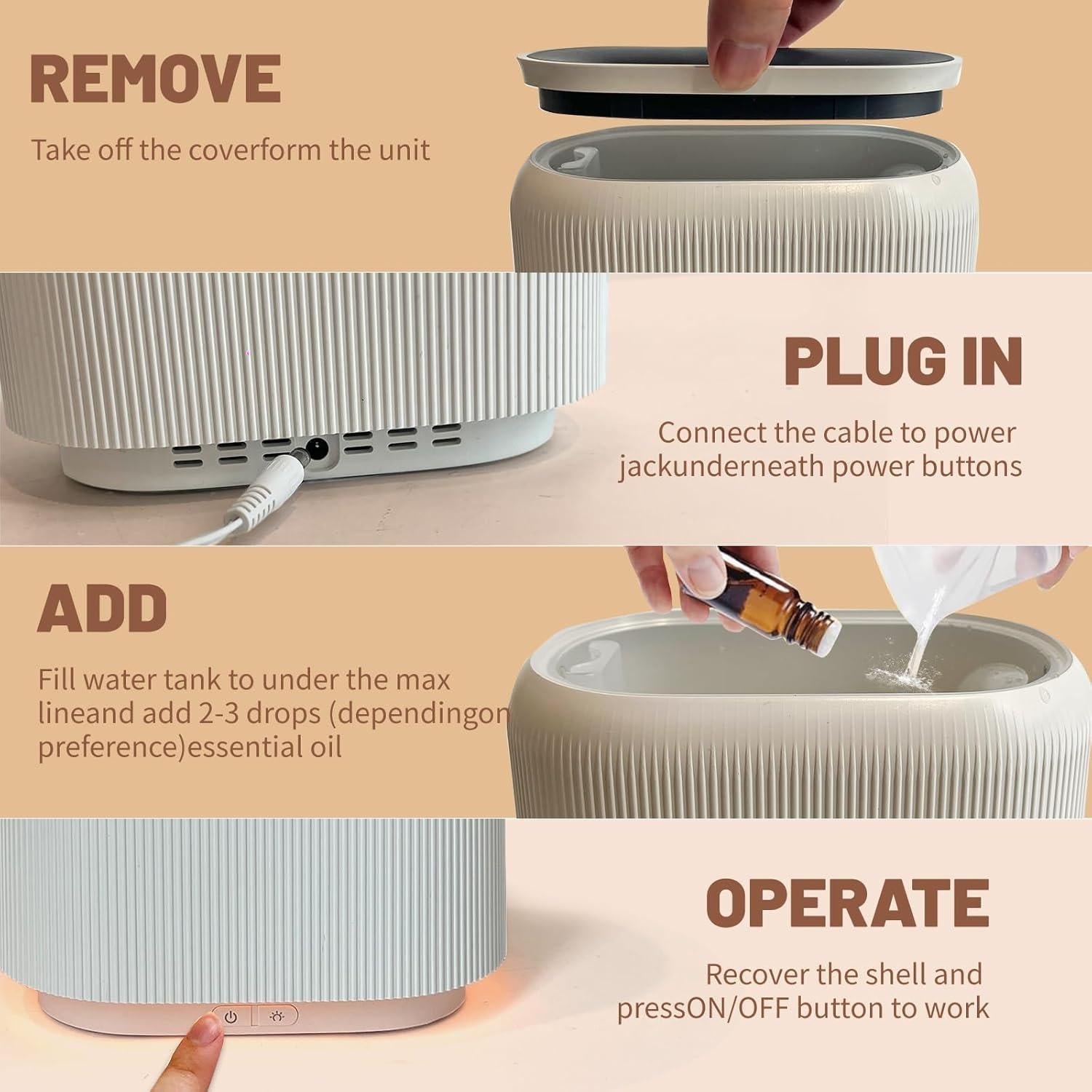 Difusor de Aceite Esencial LIFFY - Aromaterapia Ultrasónica 0.56 kg