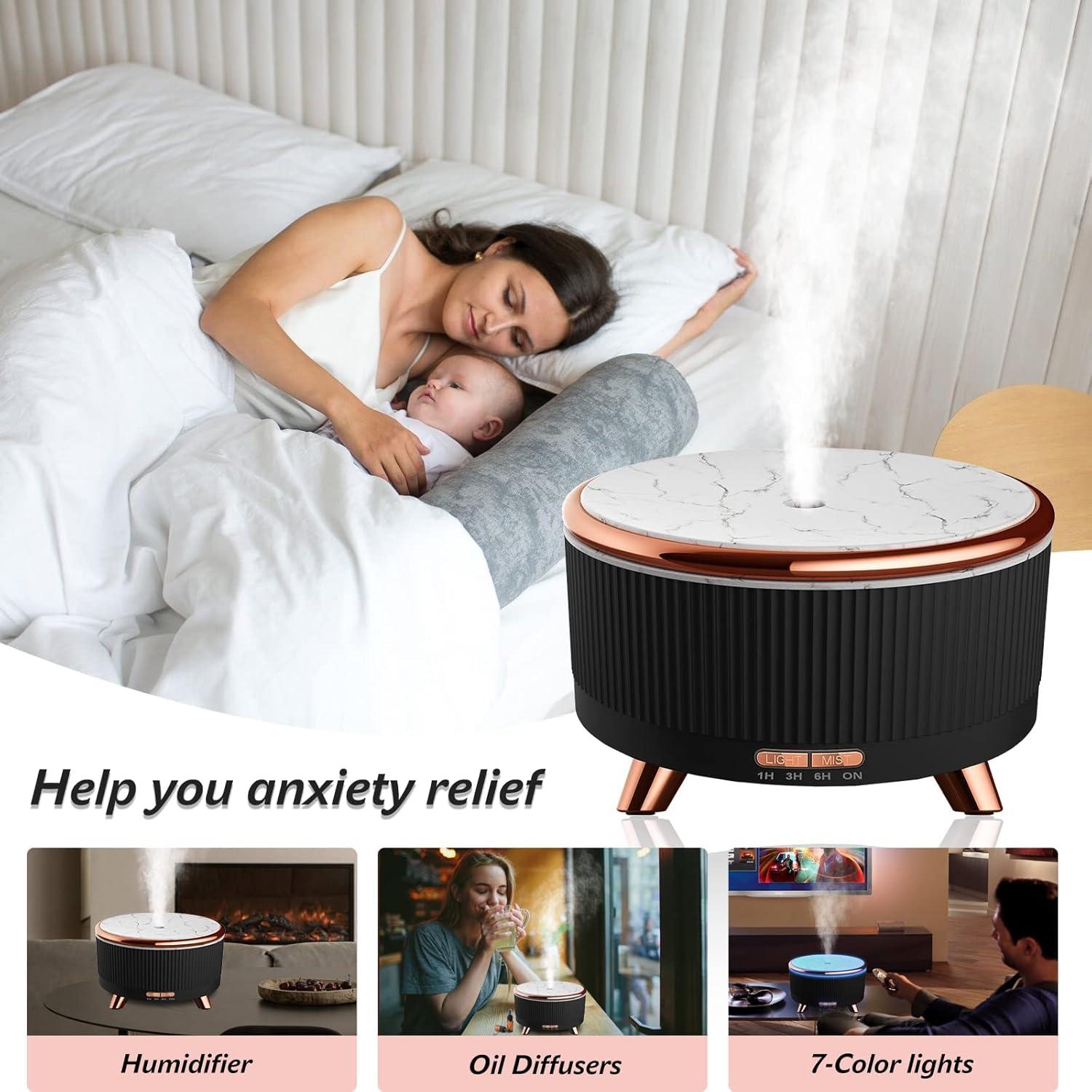 Difusor de Aceite Esencial Elcxsla 500ml con 6 Aceites y Control Remoto