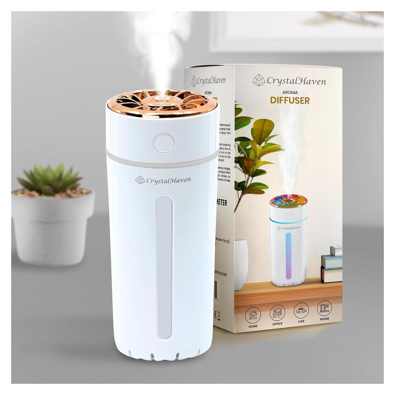 Difusor de Aceite Esencial CrystalHaven 360ml Portátil USB