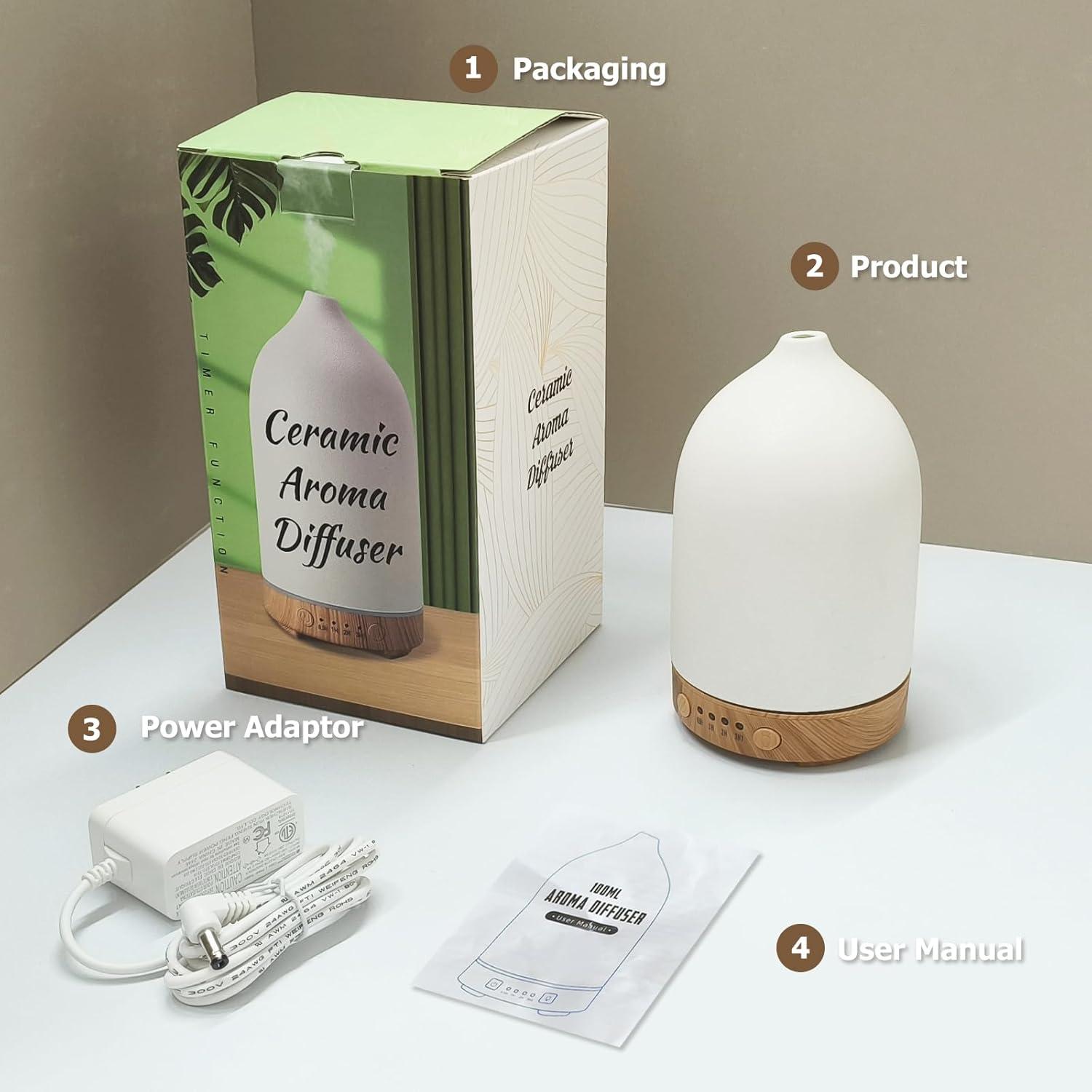 Difusor de Aceite Esencial Vasysvi 100ml Cerámica Blanco