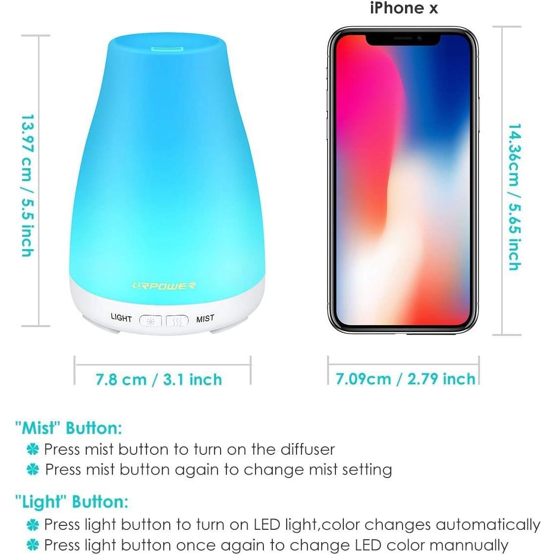 Difusor de Aceite Esencial URPOWER 2da Generación 100ml Blanco