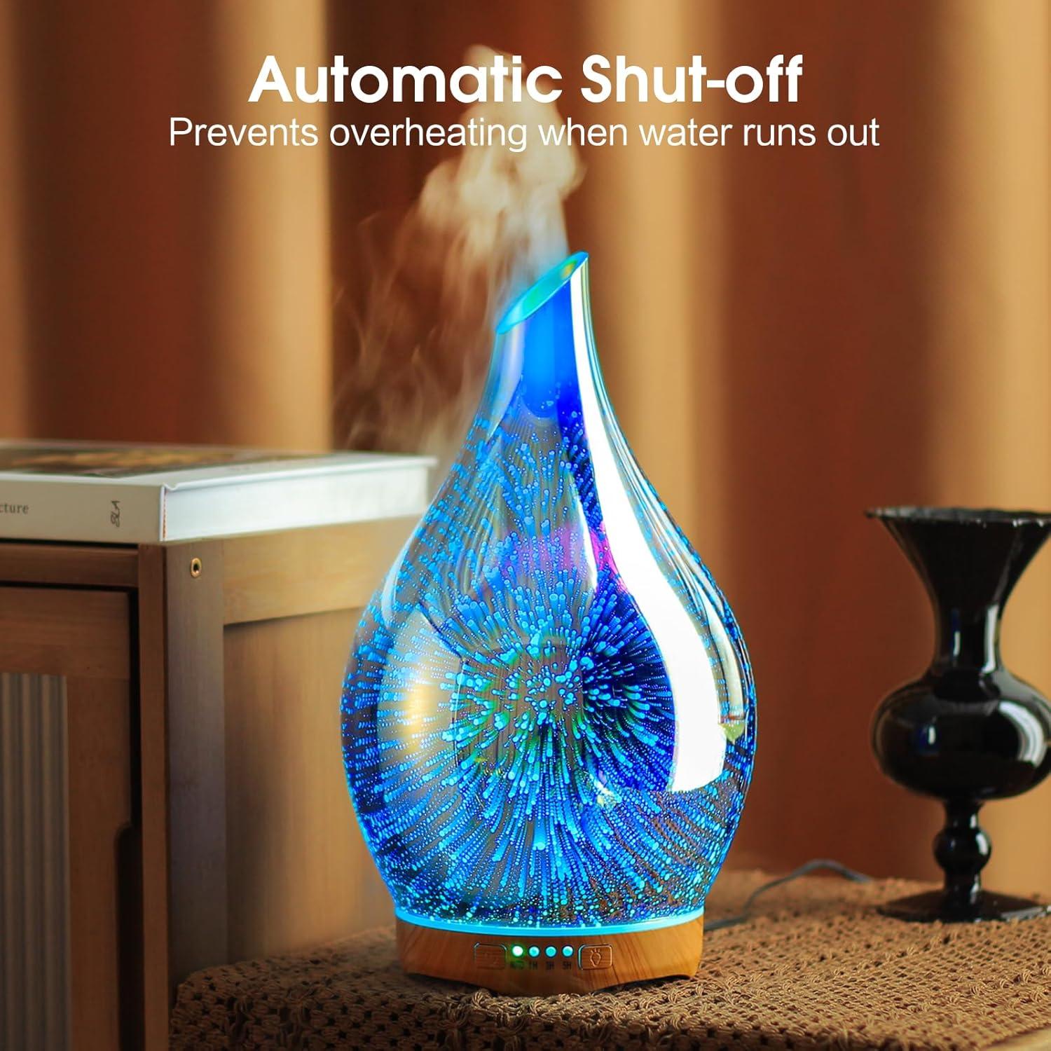 Difusor de Aceite Esencial Porseme 280ml Vidrio 3D Humidificador