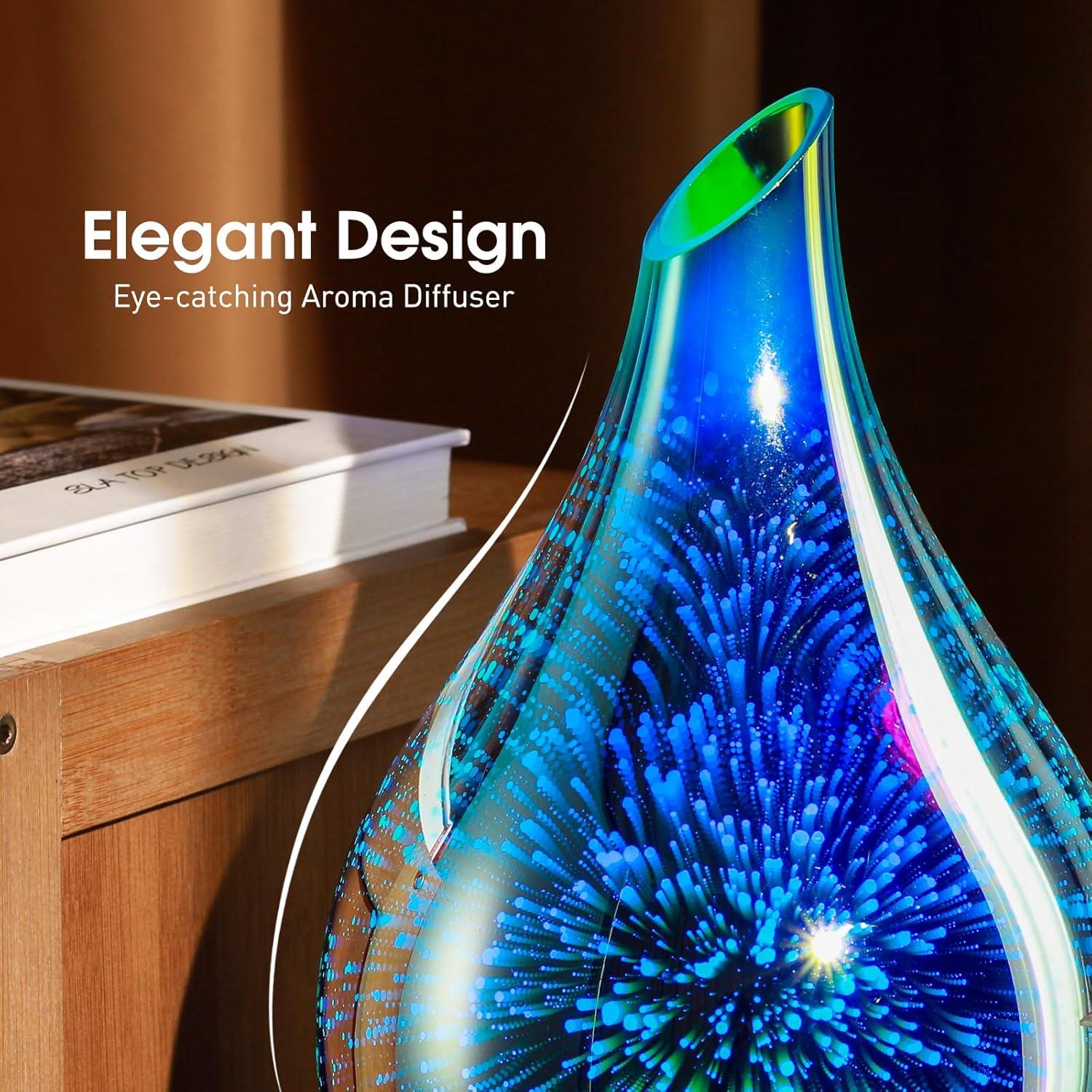 Difusor de Aceite Esencial Porseme 280ml Vidrio 3D Humidificador