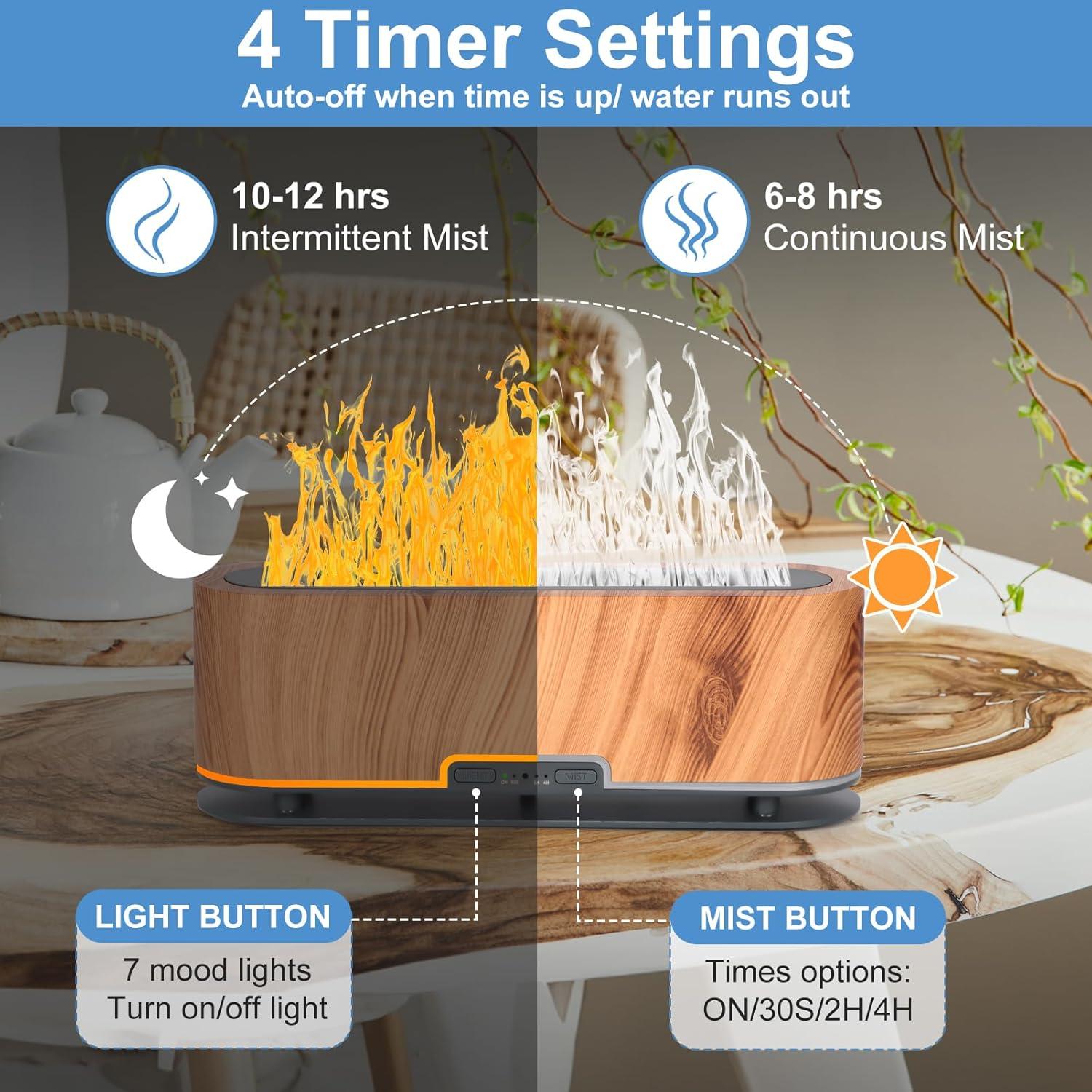 Difusor de Aceite Esencial WENPHONE 200ml Silencioso Madera Clara