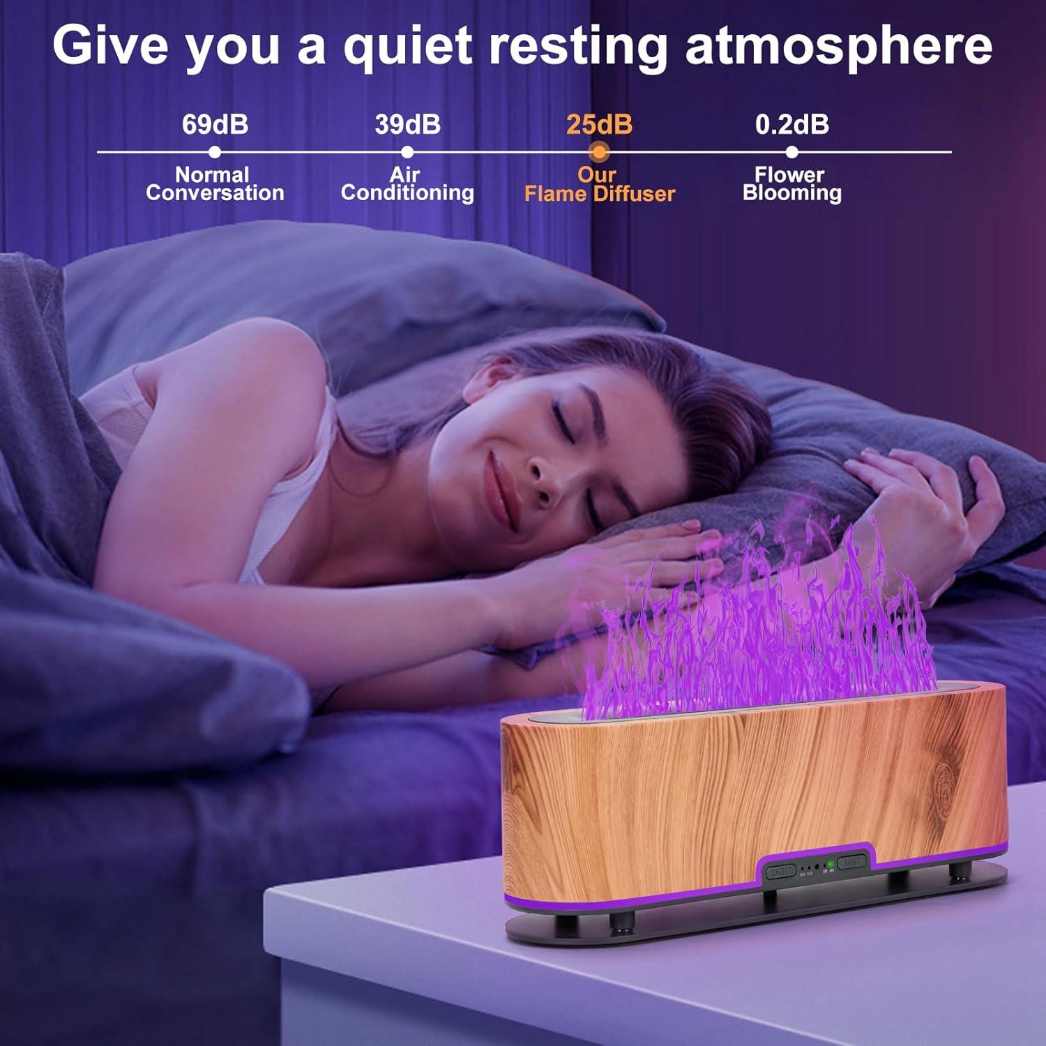 Difusor de Aceite Esencial WENPHONE 200ml Silencioso Madera Clara