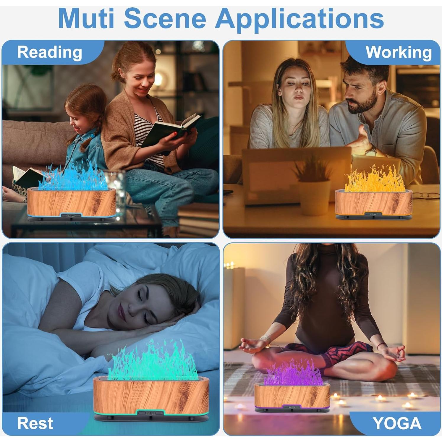 Difusor de Aceite Esencial WENPHONE 200ml Silencioso Madera Clara