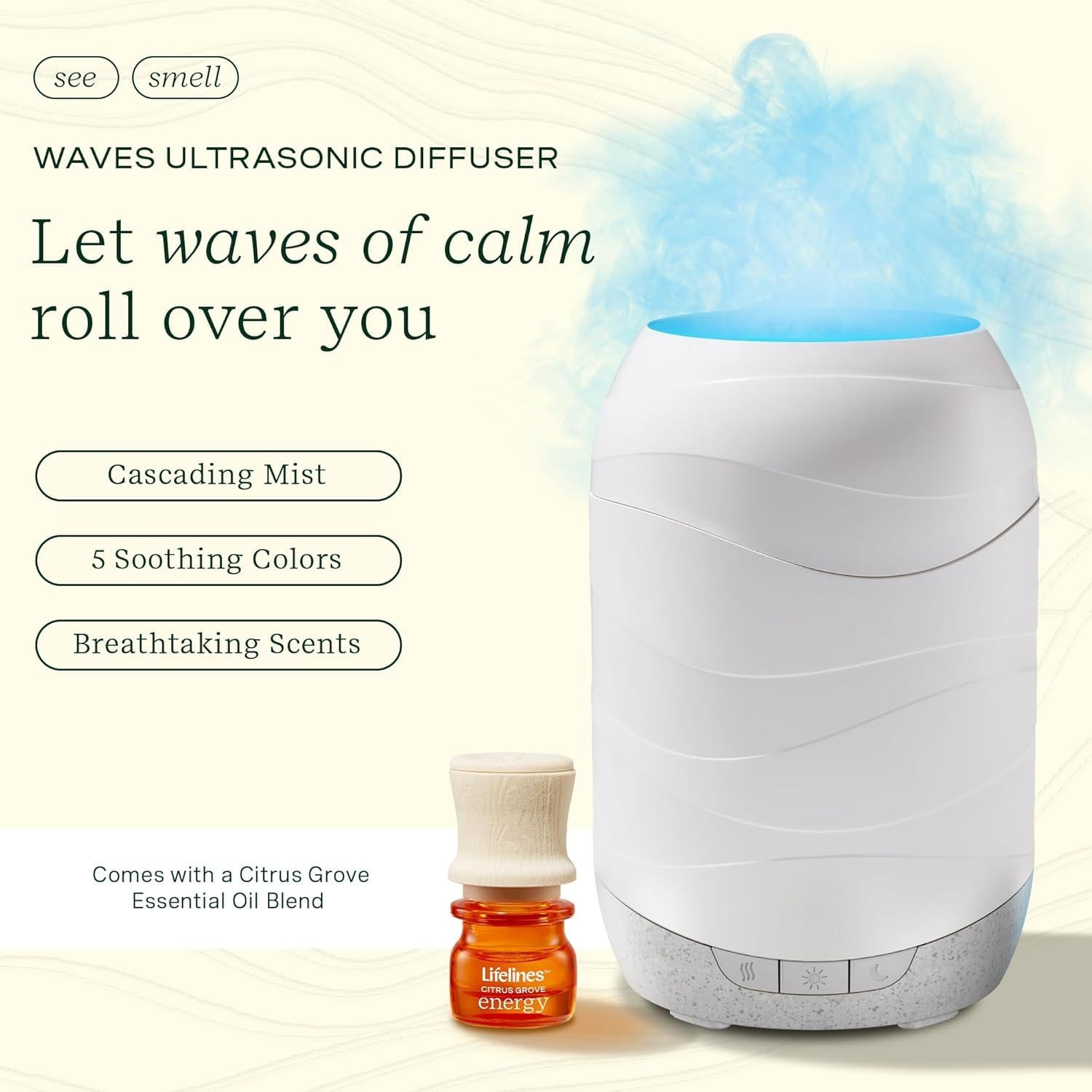 Difusor de Aceite Esencial Ultrasonico Lifelines Waves 200ml