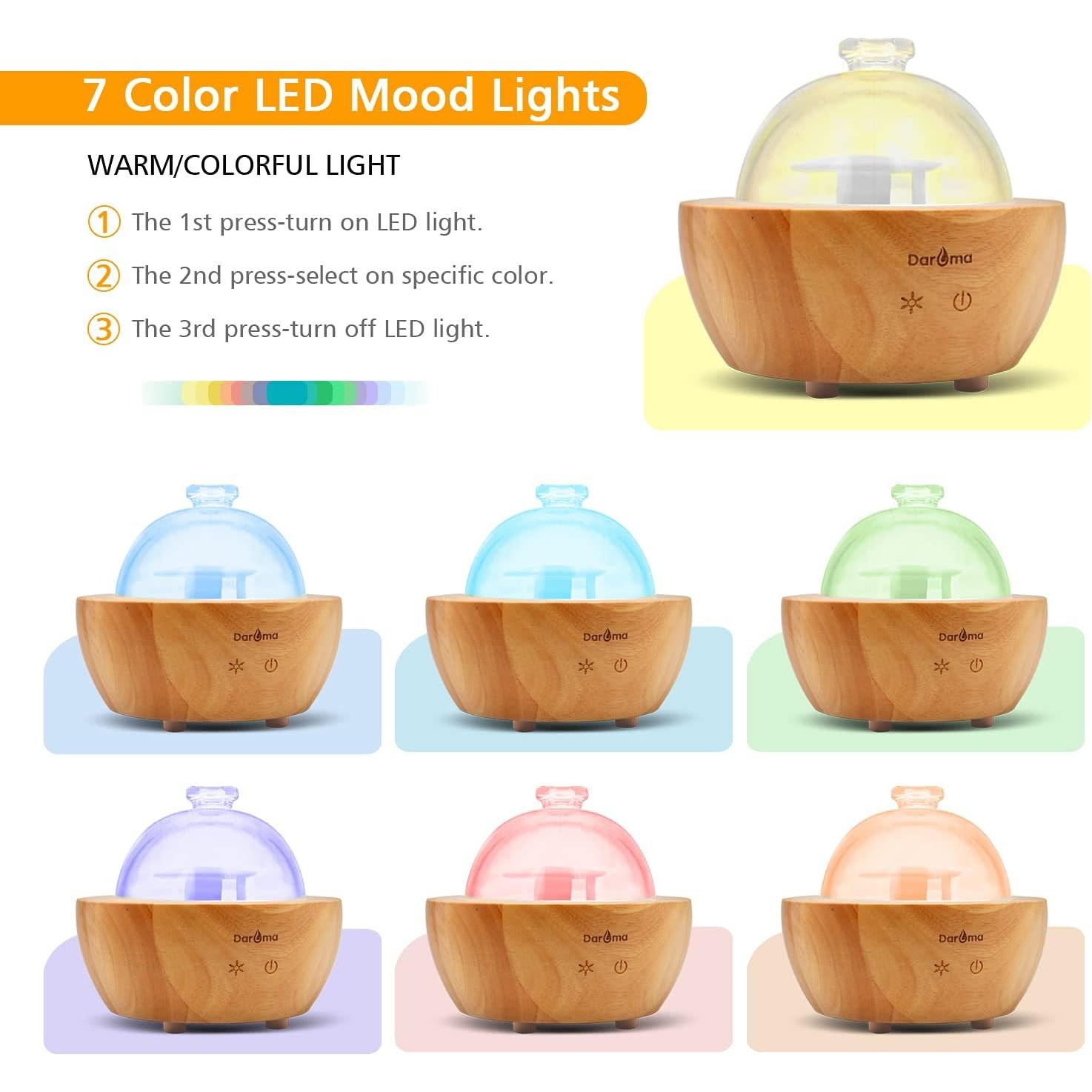 Difusor de Aceite Esencial DAROMA 200ml con Luz LED y Apagado Automático