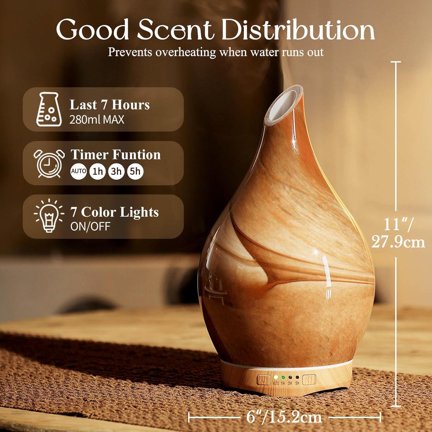 Difusor de Aceite Esencial Porseme 280ml Vidrio Aromaterapia