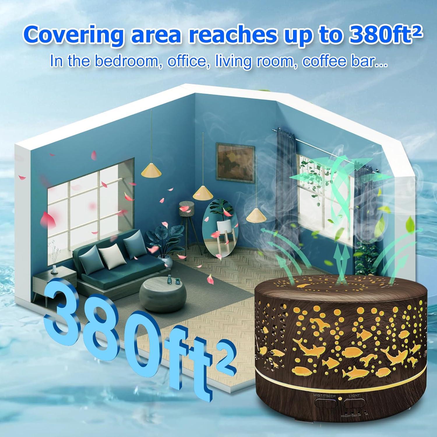 Difusor de Aceites Esenciales Roonbo 600ml con R/C y 7 Colores