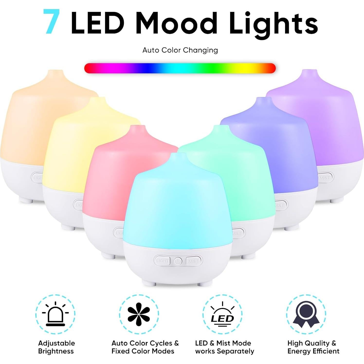 Difusor de Aceite Esencial HAPPTWS 220ml con Luz y Apagado Automático