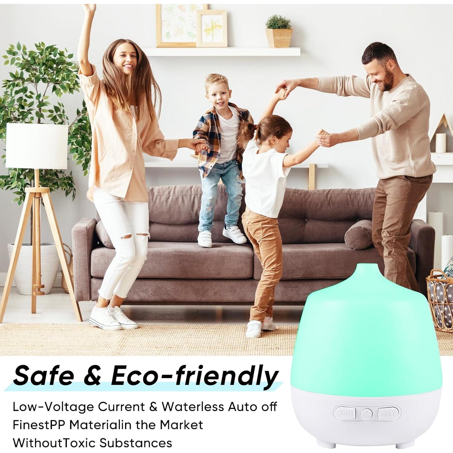 Difusor de Aceite Esencial HAPPTWS 220ml con Luz y Apagado Automático