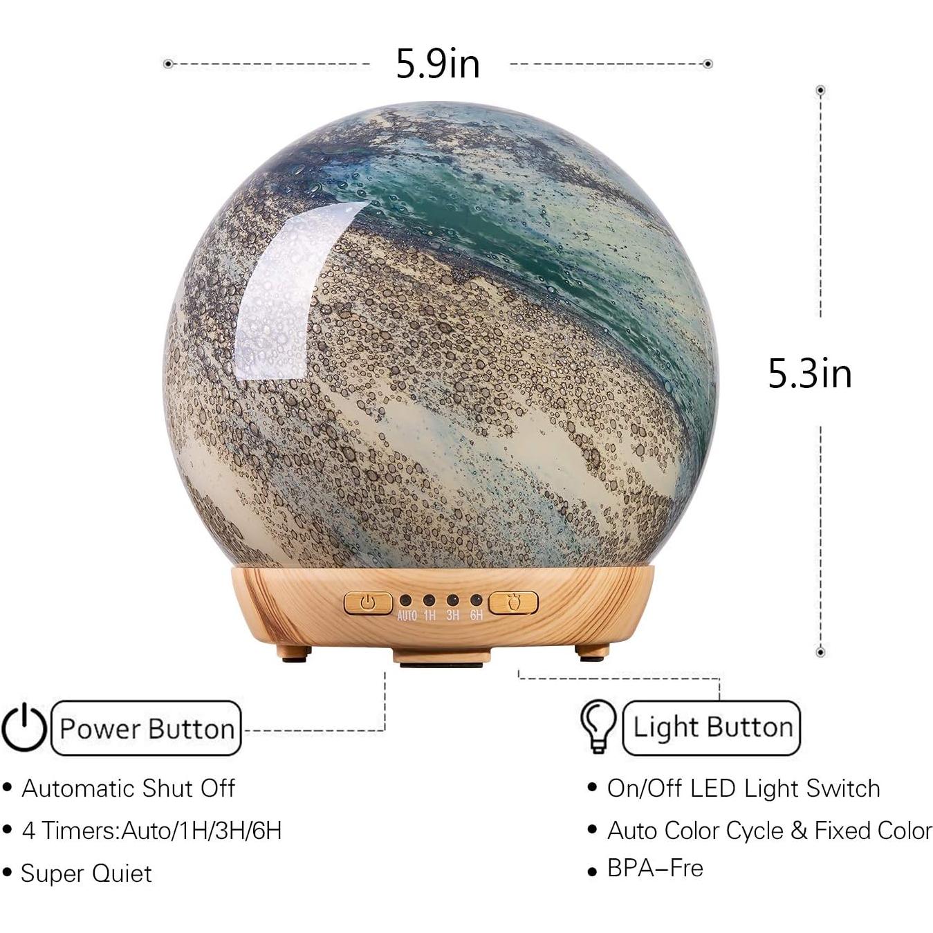 Difusor de Aceite Esencial COOSA Moon 250ml con Luz LED