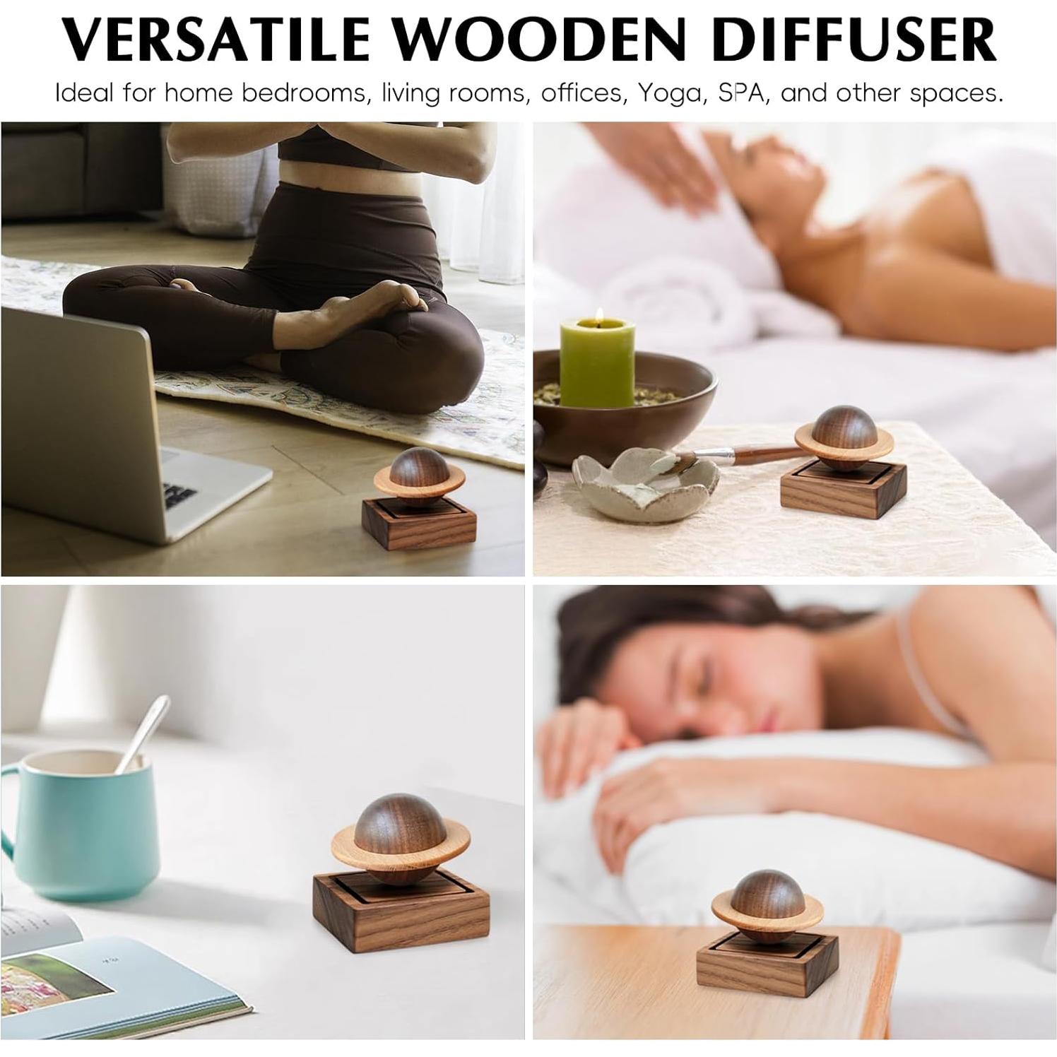 Difusor de Aceite Esencial de Madera TECHPLUS - Modelo Planet