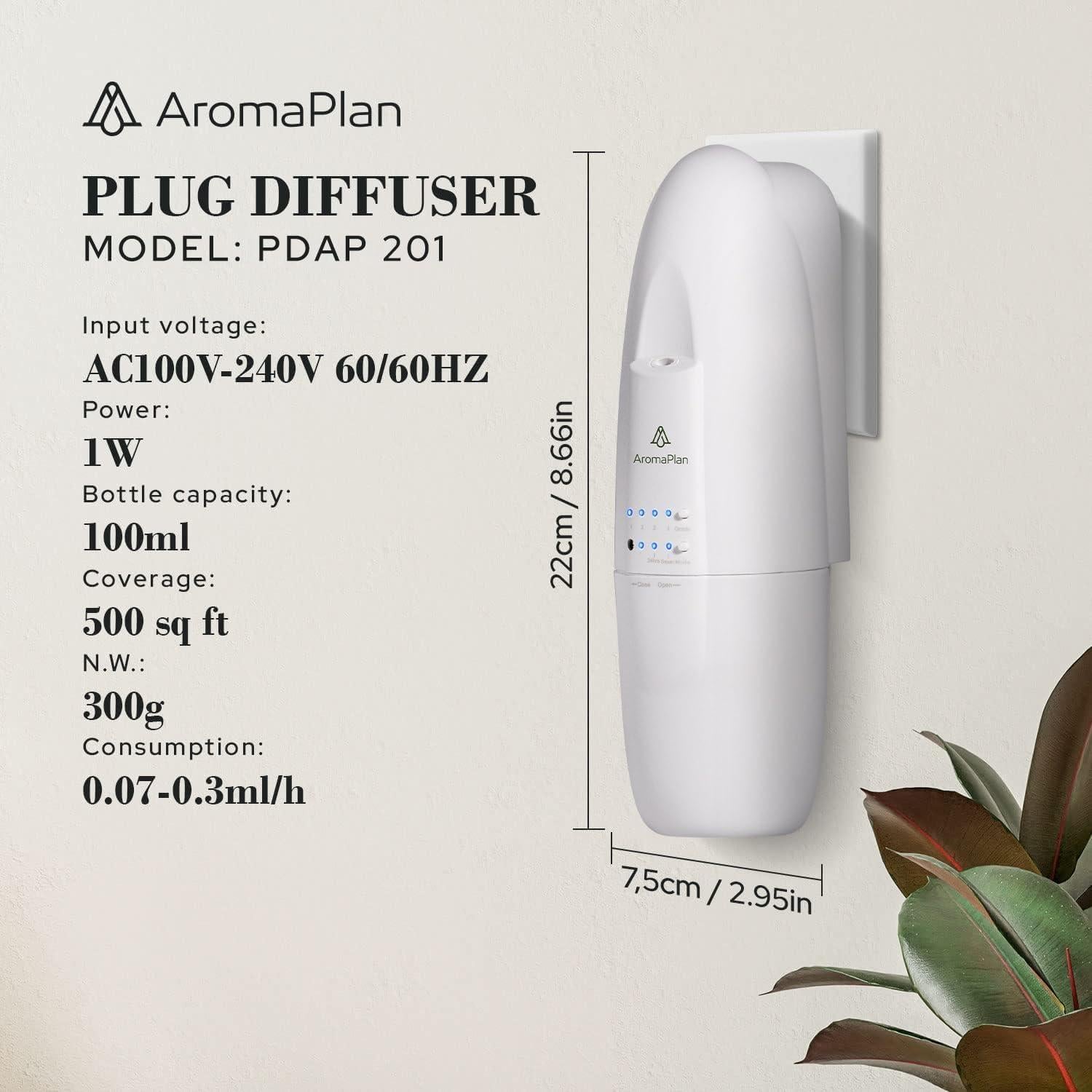 Difusor de Aceites Esenciales AROMAPLAN AE103 Blanco 100ml