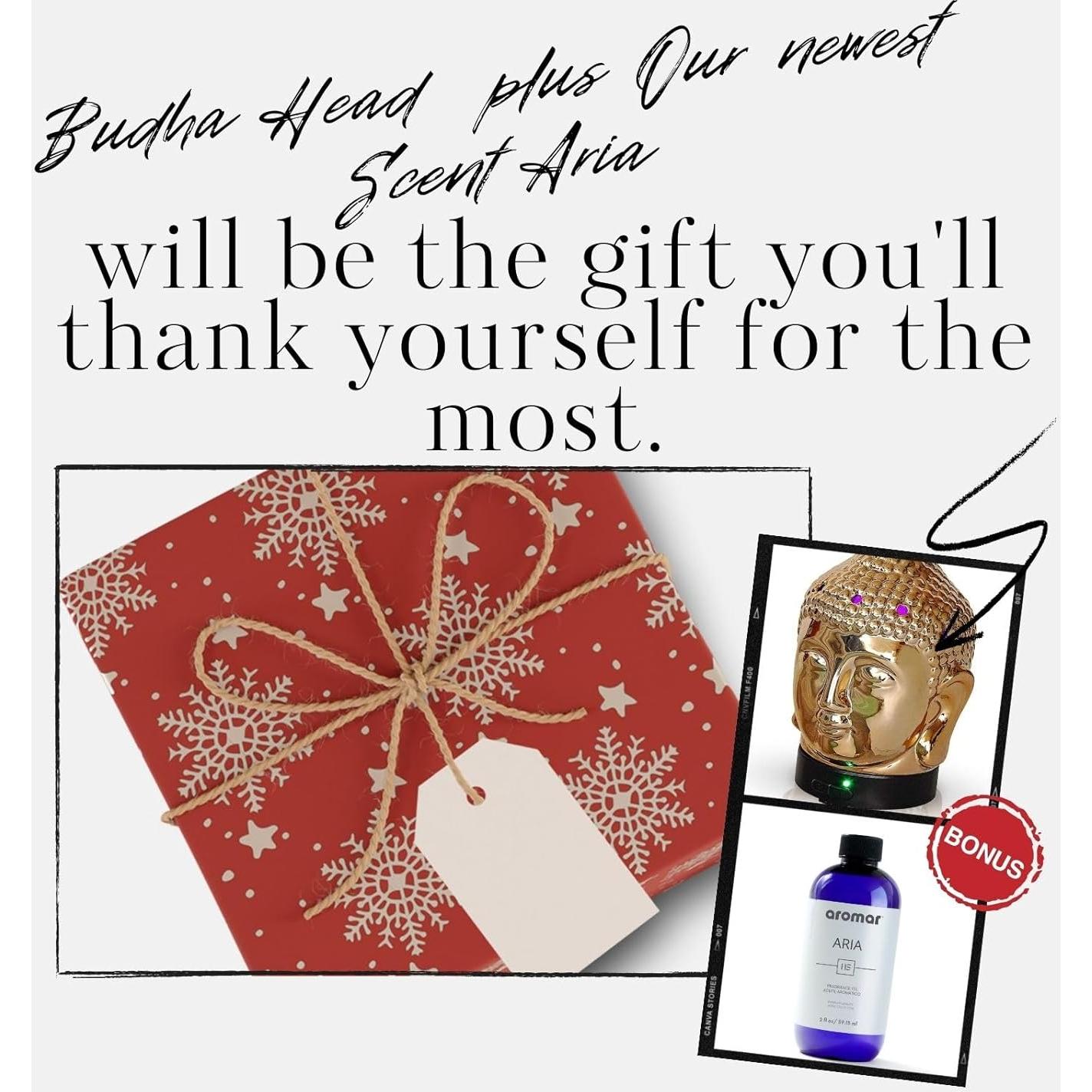 Difusor de Aceite Esencial Aromar Cabeza de Budha 200ml Oro