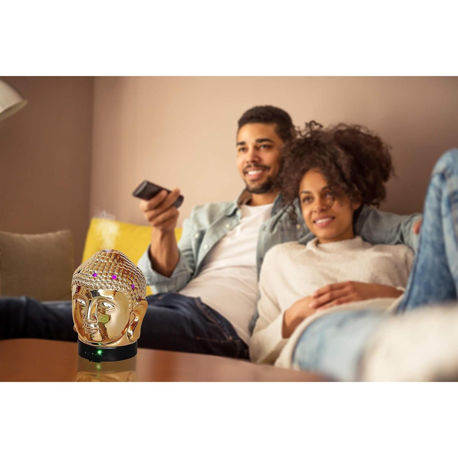 Difusor de Aceite Esencial Aromar Cabeza de Budha 200ml Oro