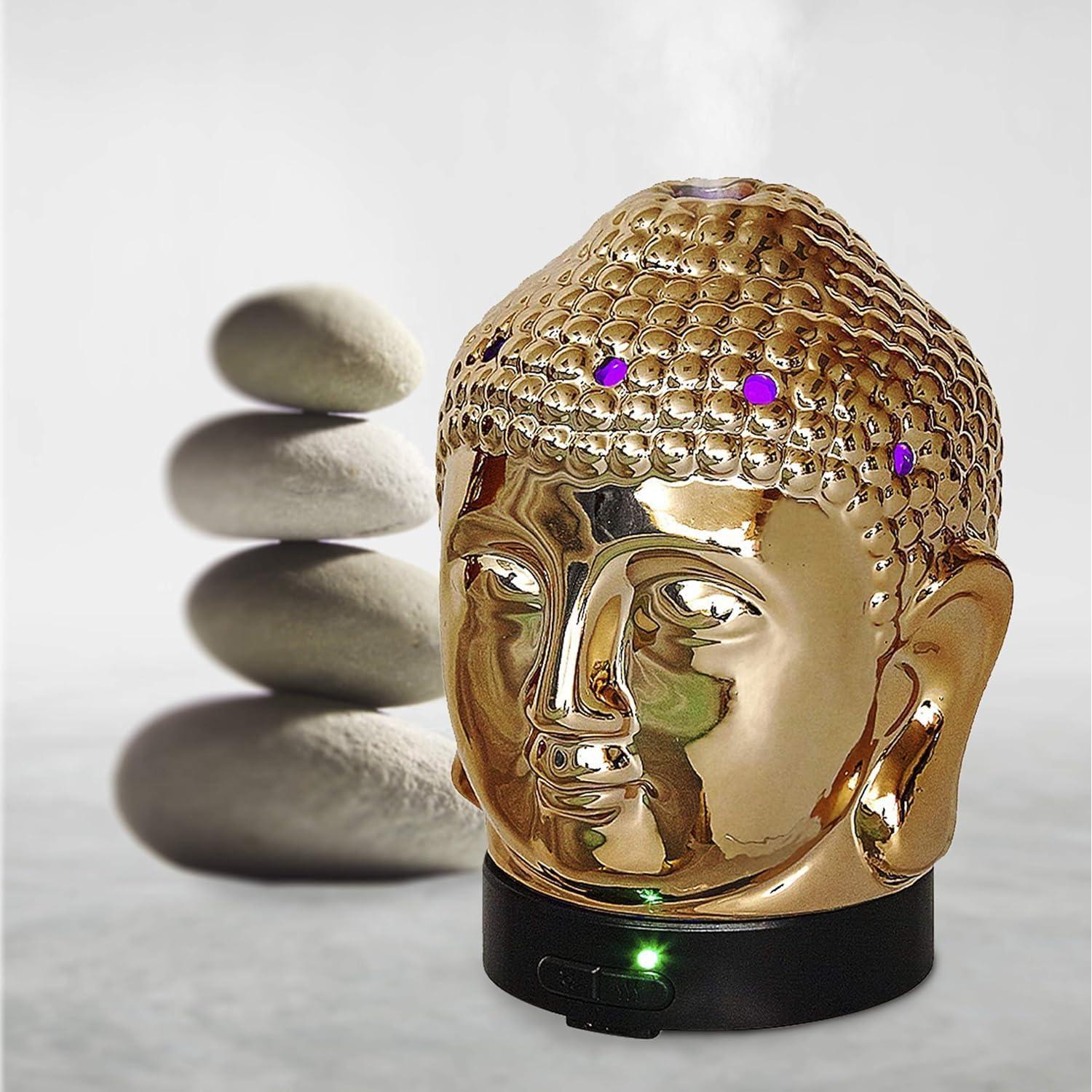 Difusor de Aceite Esencial Aromar Cabeza de Budha 200ml Oro
