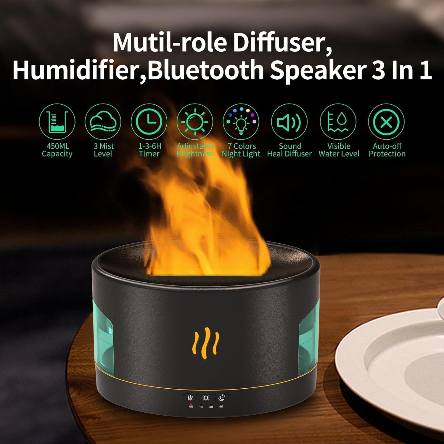 Difusor de Aceite Esencial PLUWEL 450ML con Bluetooth y Luz LED