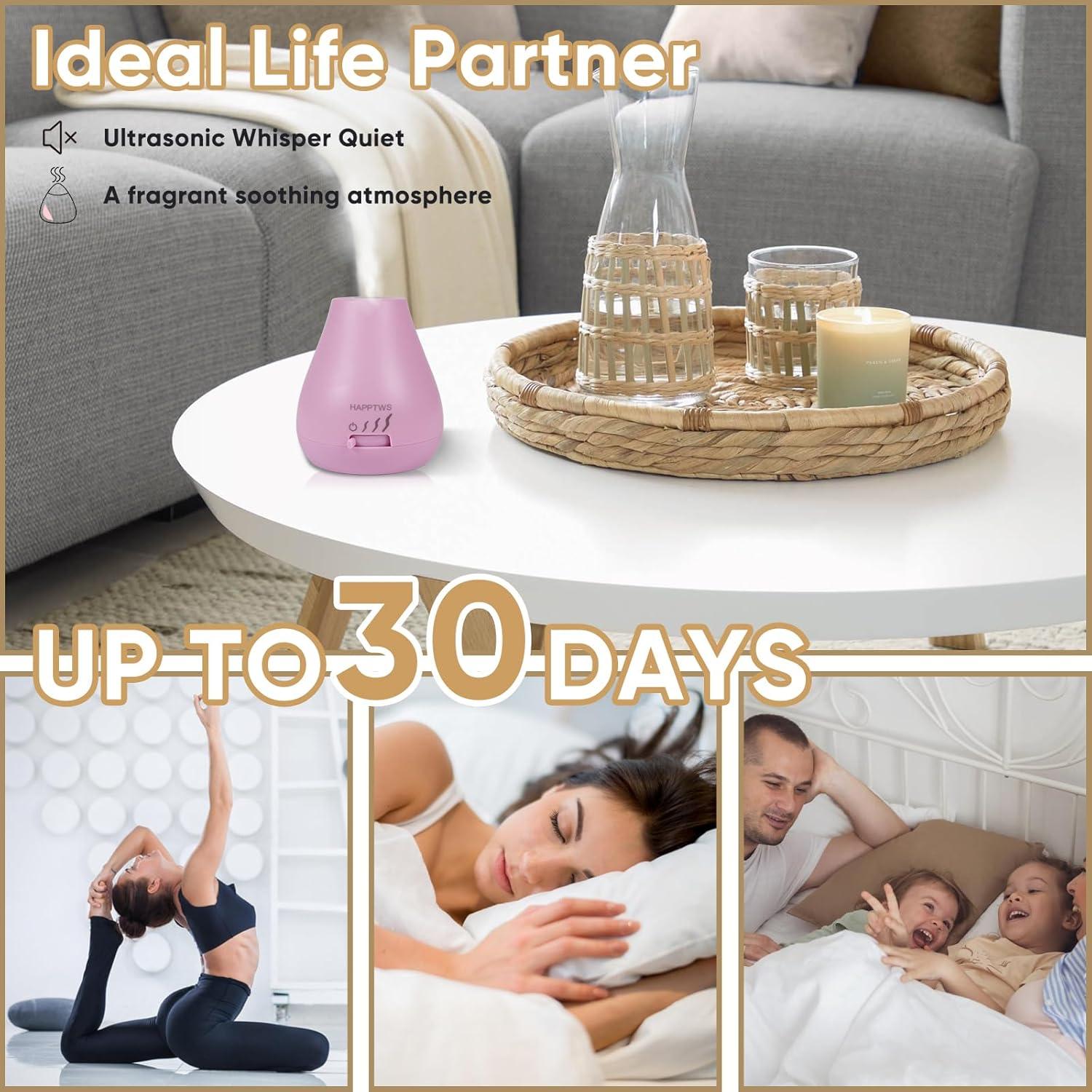 Difusor de Aceite Esencial HAPPTWS U20 Rosa Sin Agua 10h