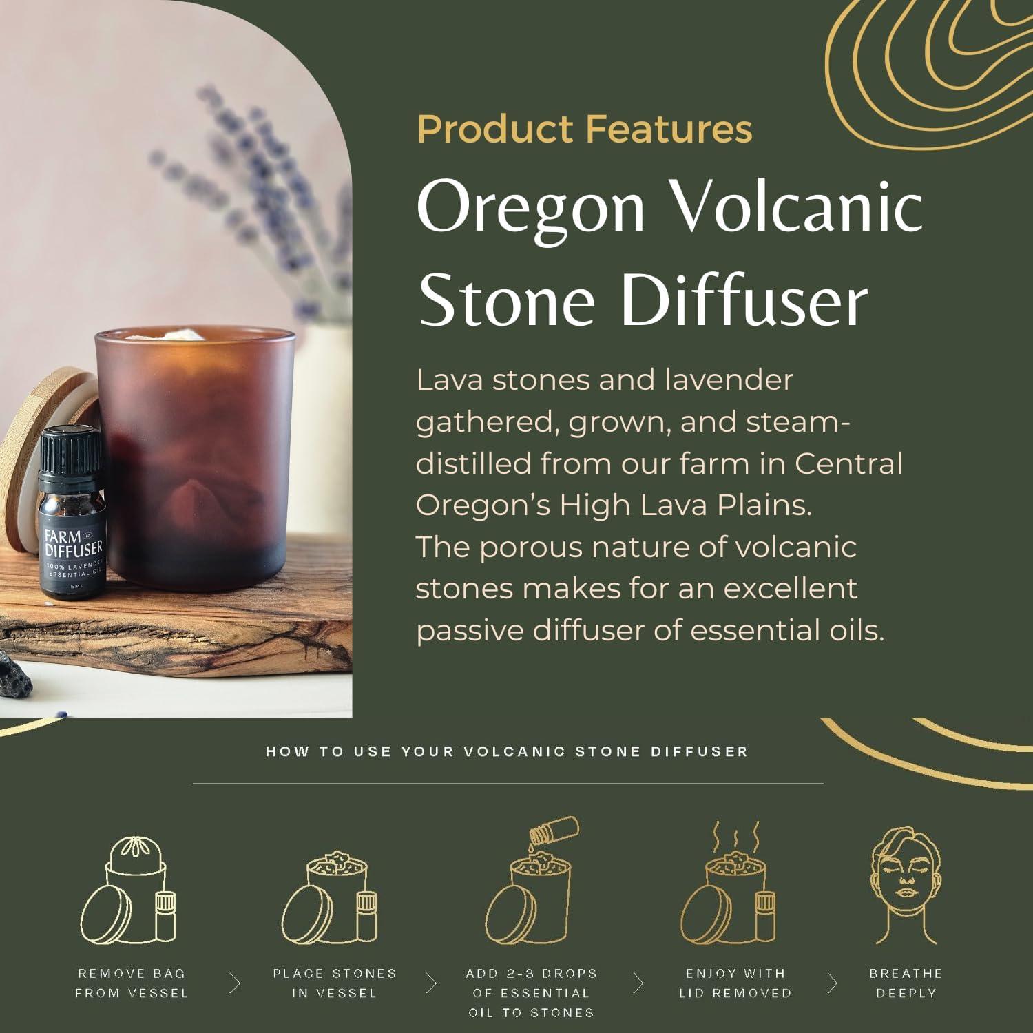 Difusor de piedra volcánica Farm to Diffuser con aceite de lavanda
