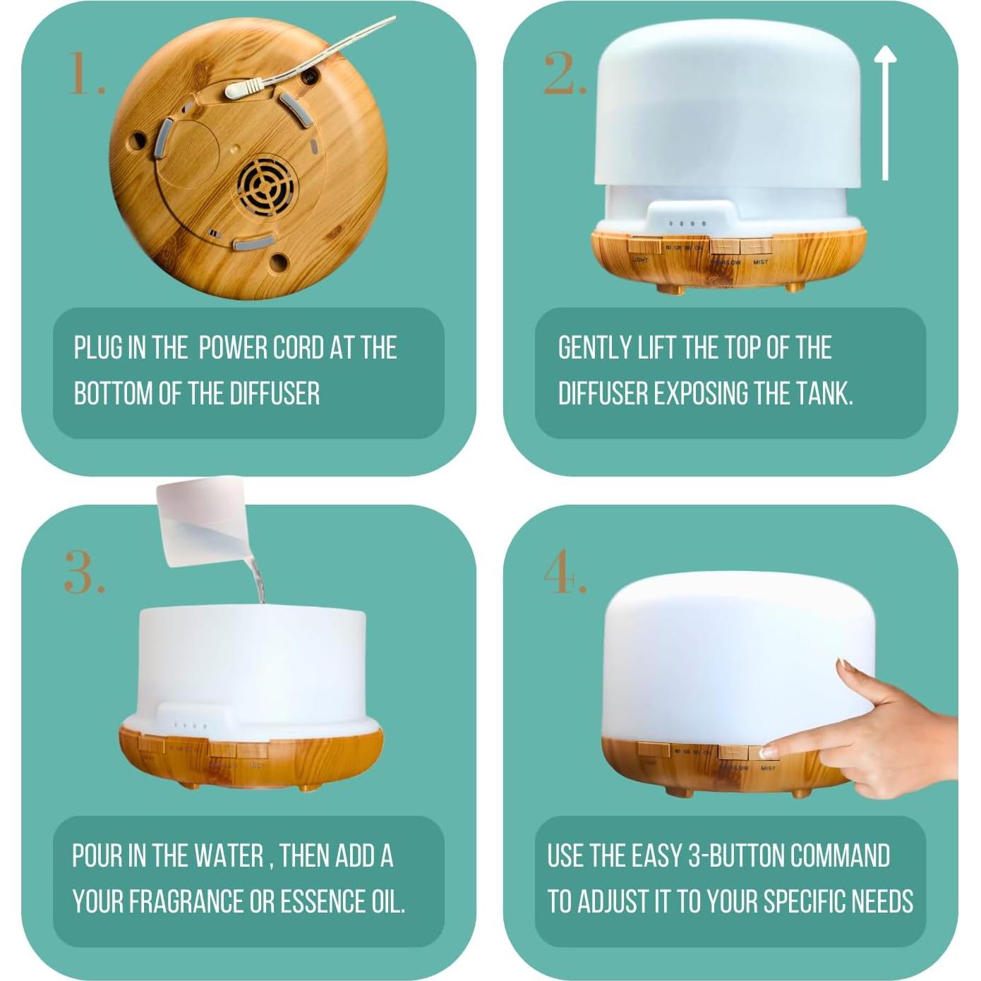 Difusor de Aceite Esencial Mystic Romance 500ml Madera Clara