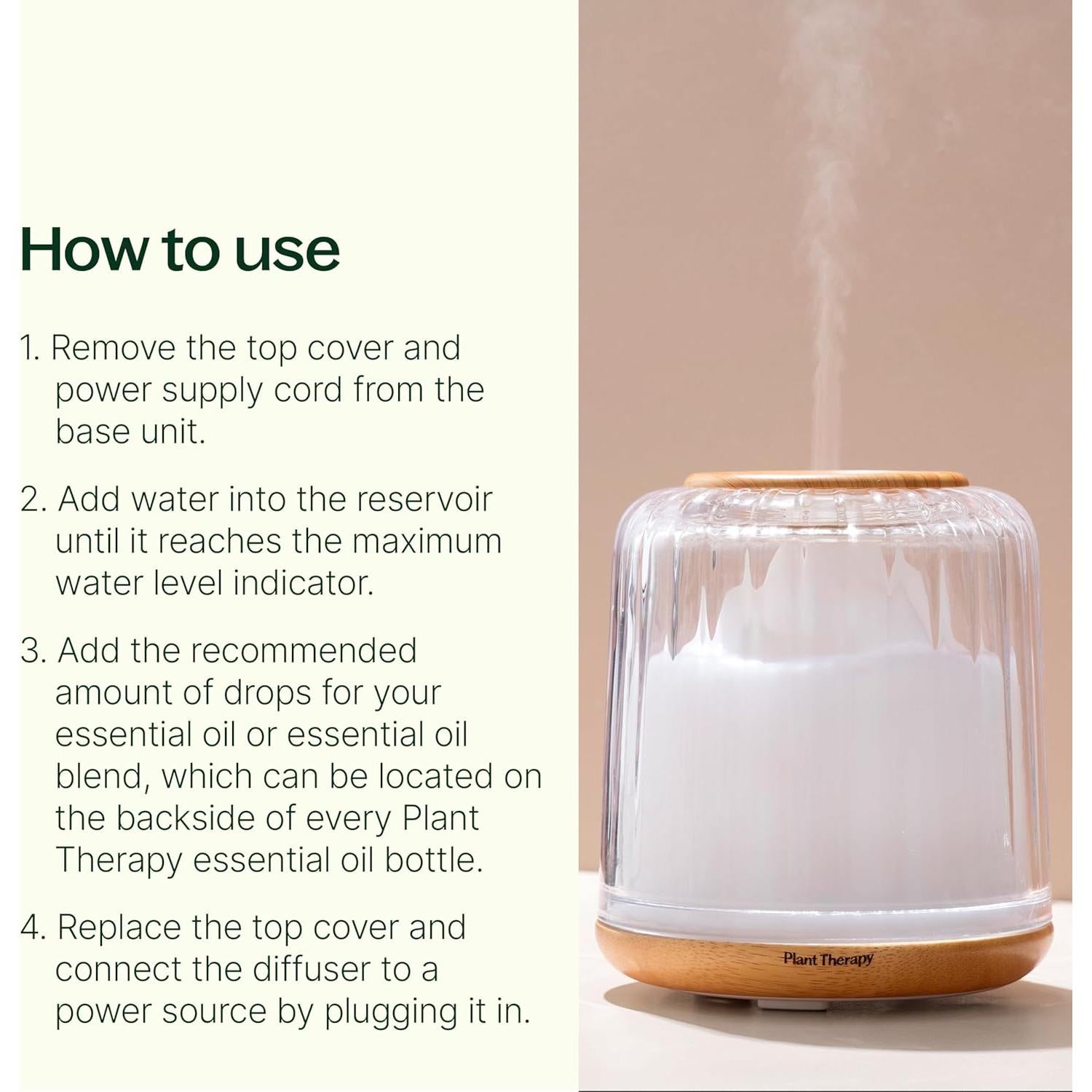 Difusor de vidrio Serenity Plant Therapy 230ml para aceites