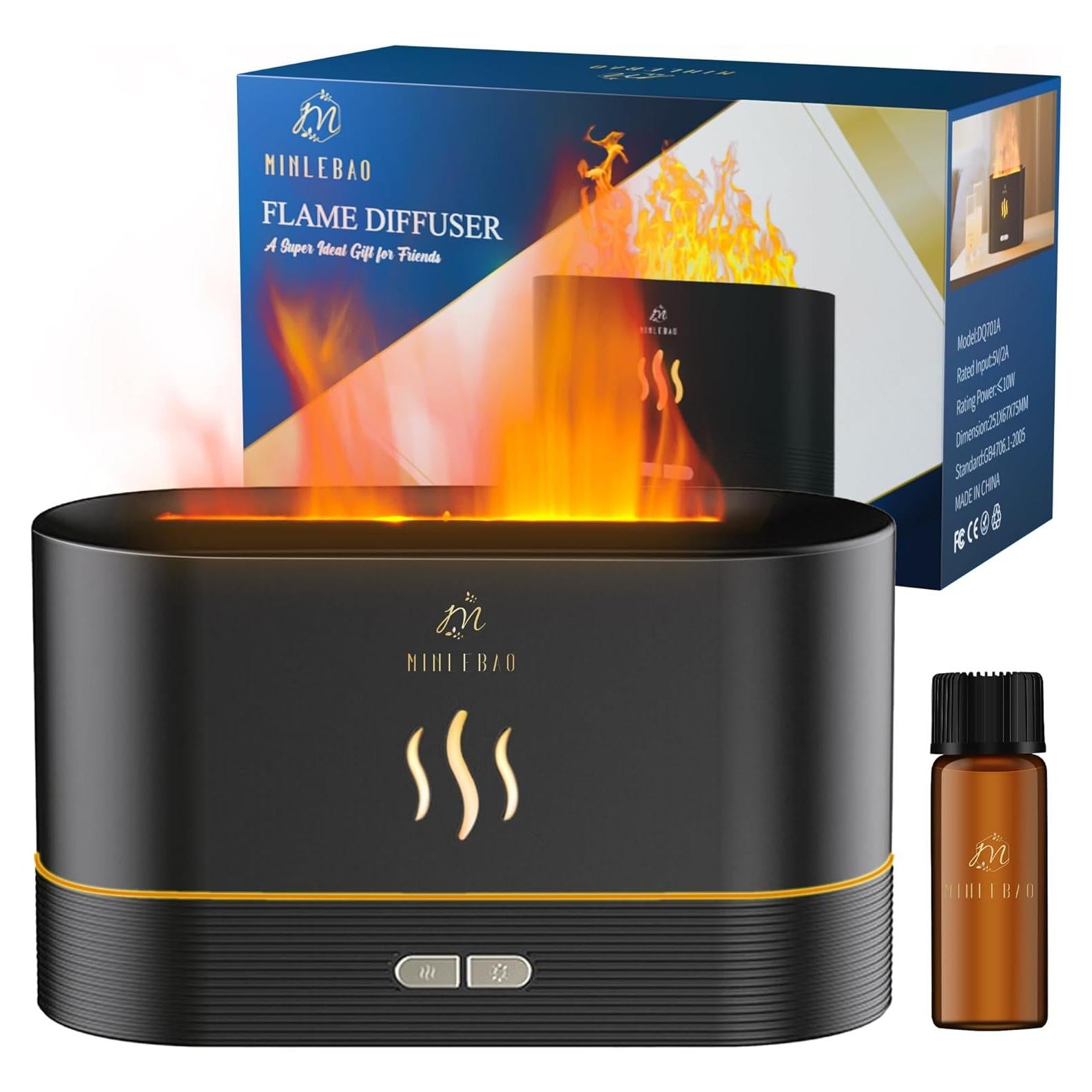 Difusor de Aromaterapia Minlebao con Luz LED de Llama 180ml