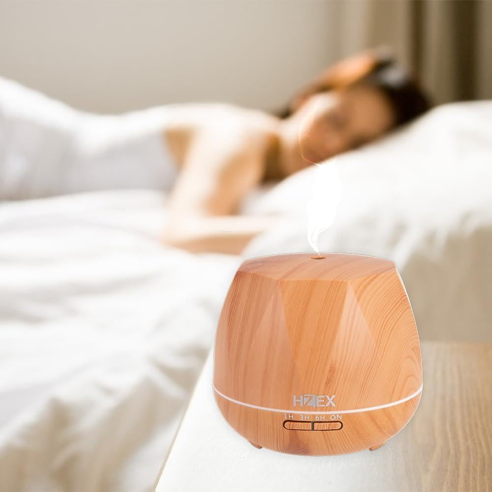 Difusor de Aceite Esencial HZEX Octagonal 500ml LED Madera