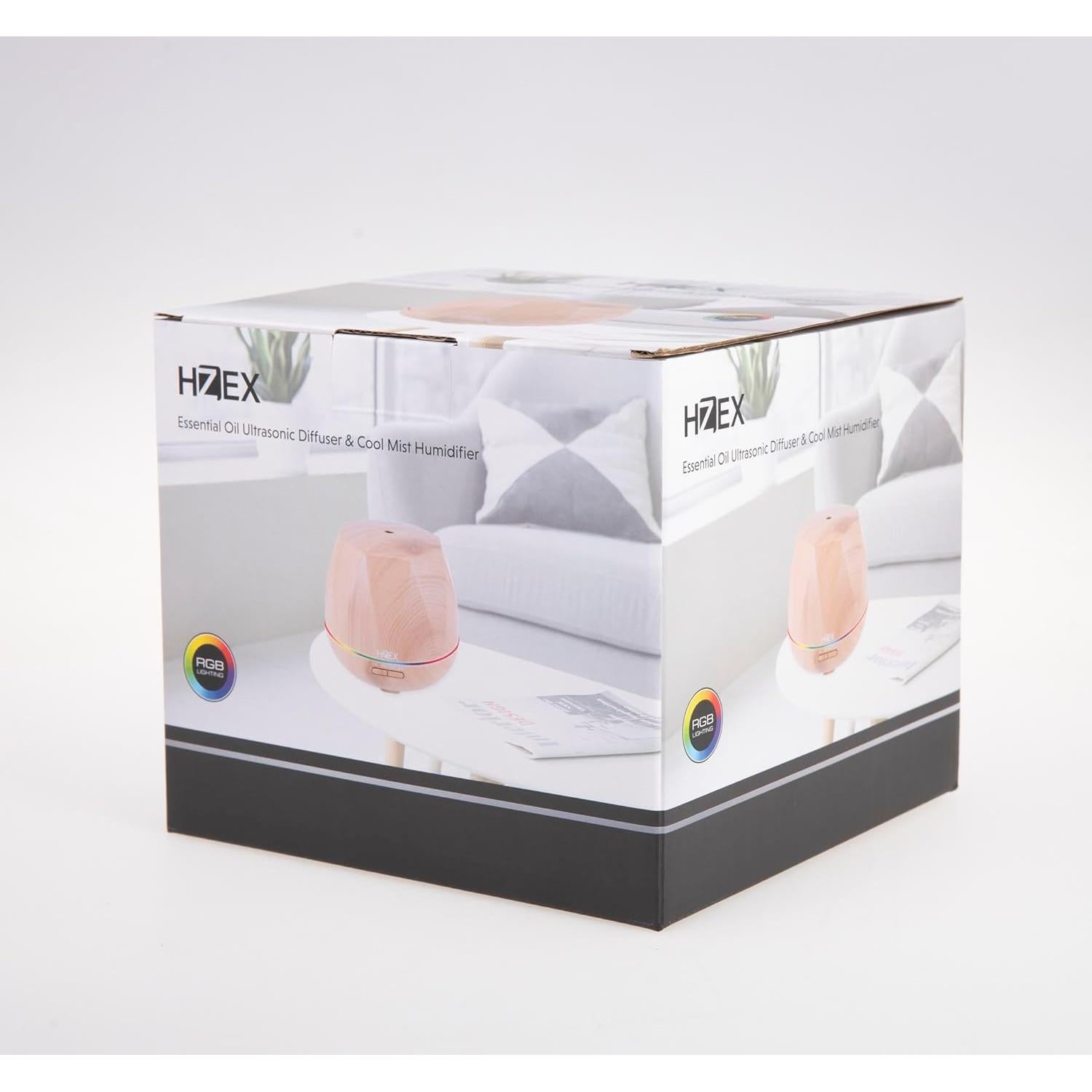 Difusor de Aceite Esencial HZEX Octagonal 500ml LED Madera