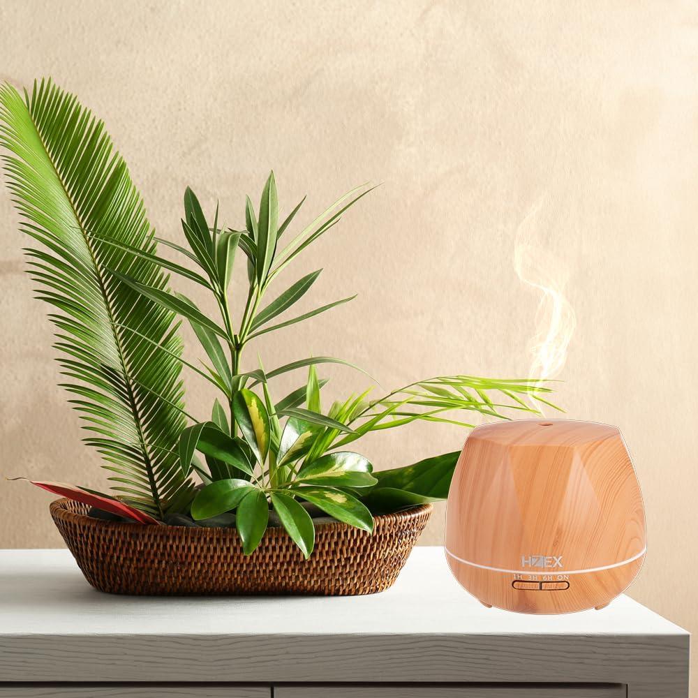 Difusor de Aceite Esencial HZEX Octagonal 500ml LED Madera