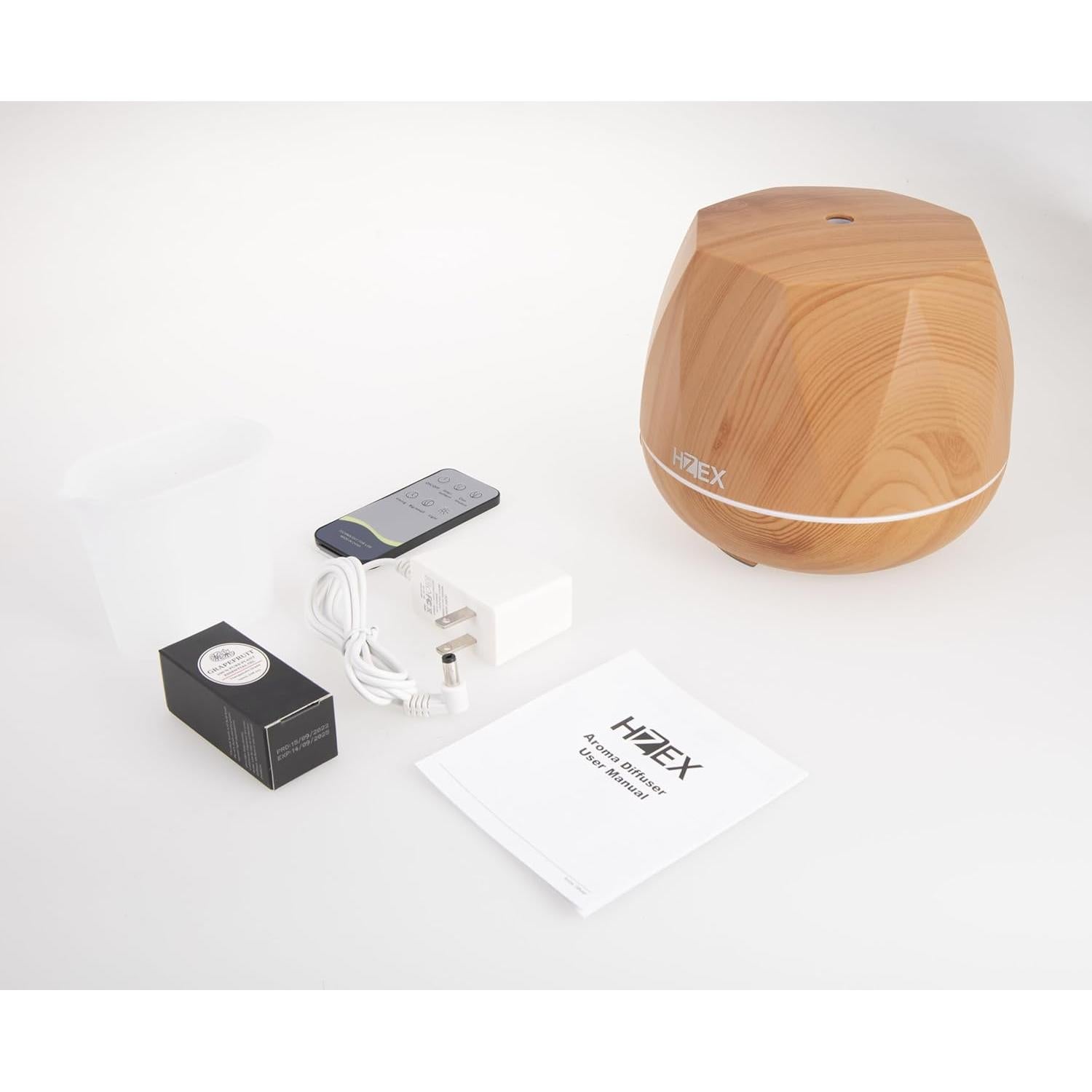 Difusor de Aceite Esencial HZEX Octagonal 500ml LED Madera
