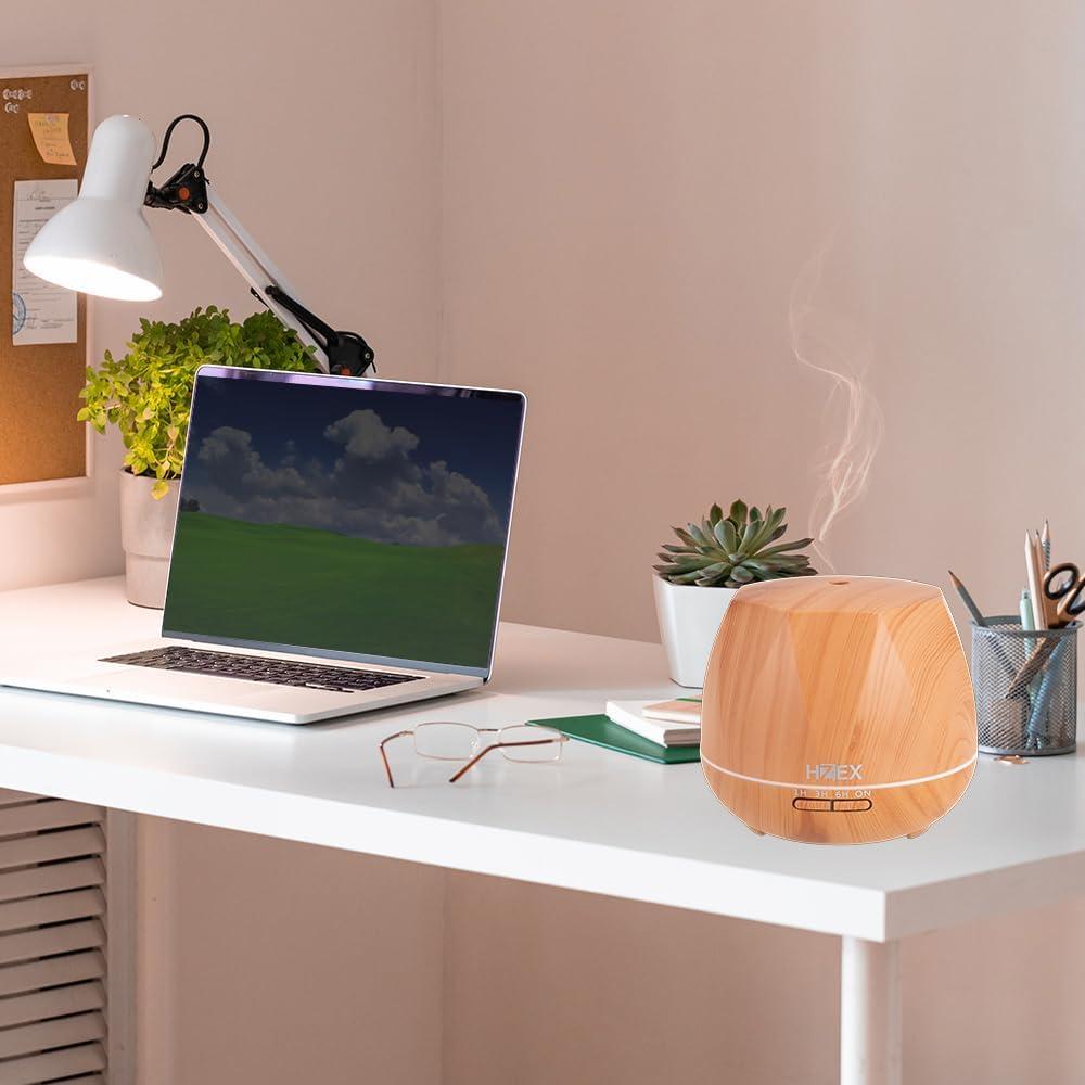 Difusor de Aceite Esencial HZEX Octagonal 500ml LED Madera