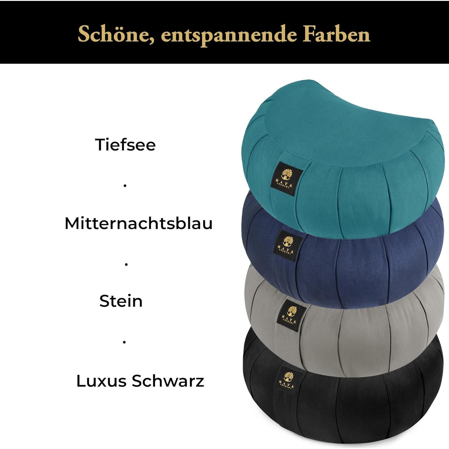 Cojín de Meditación Zafu Maya Lumbini Media Luna Orgánico