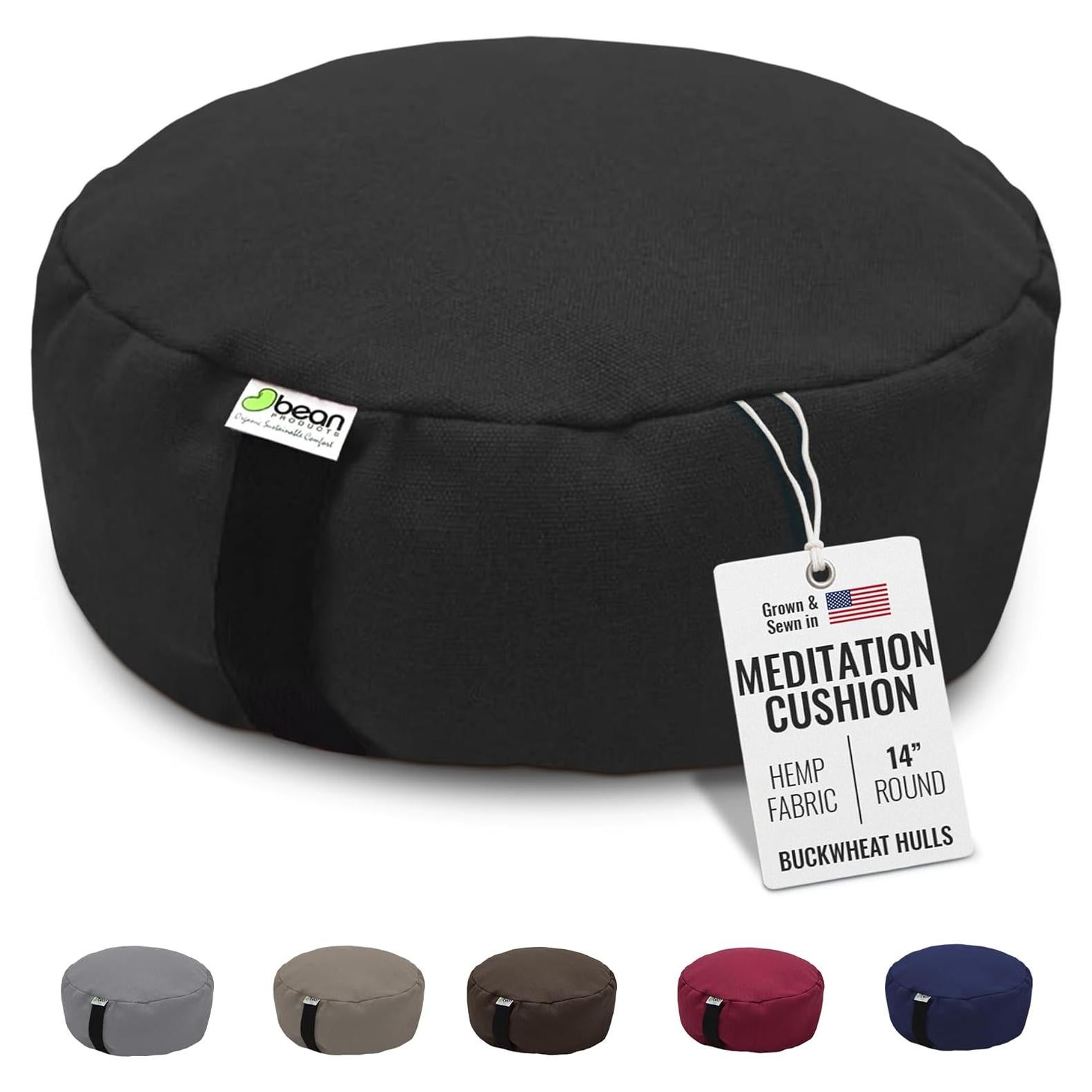 Cojín de Meditación Zafu Redondo Bean Products 14" Cañamo Negro