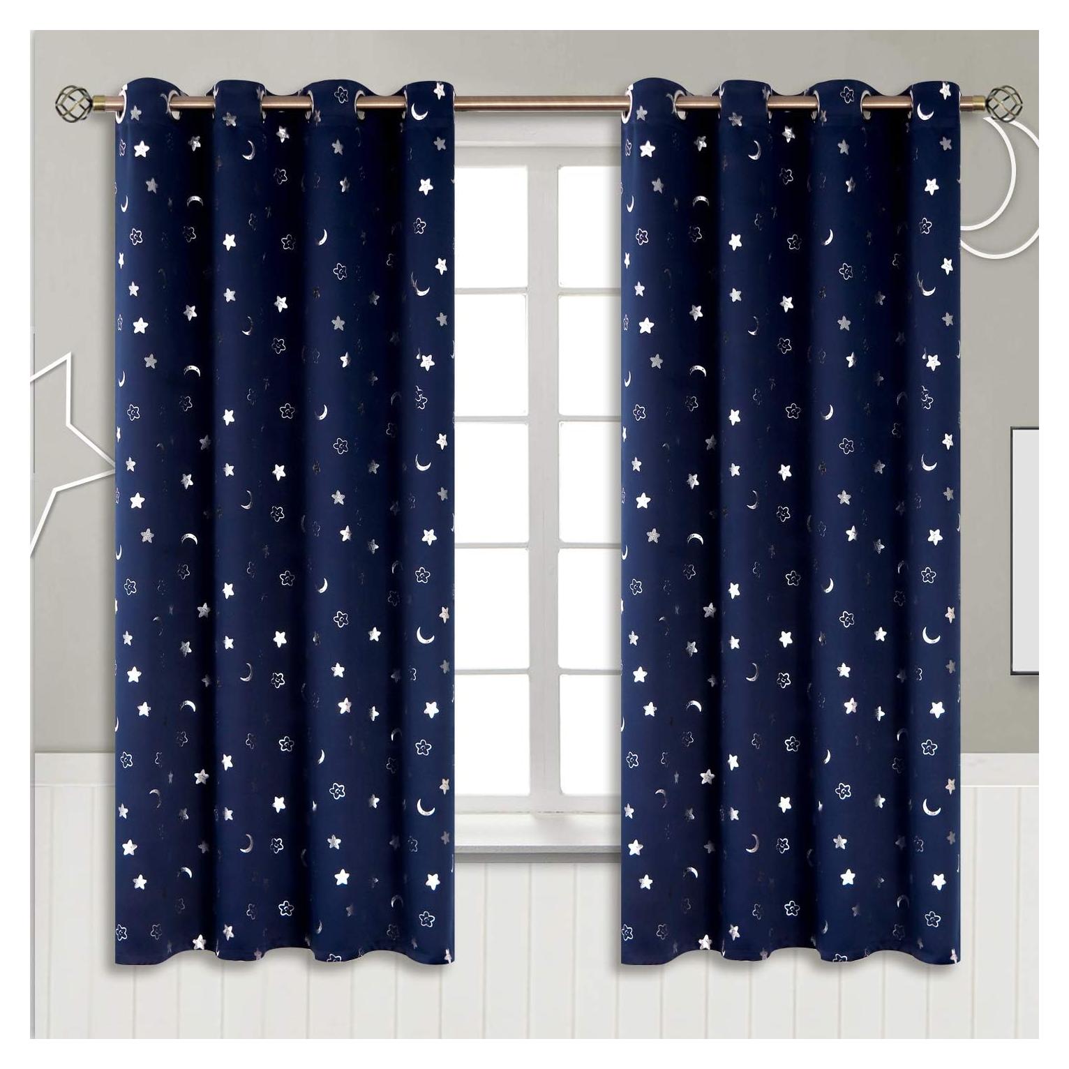 Cortinas Opacas BGment Navy 52x63 cm Estrellas y Luna