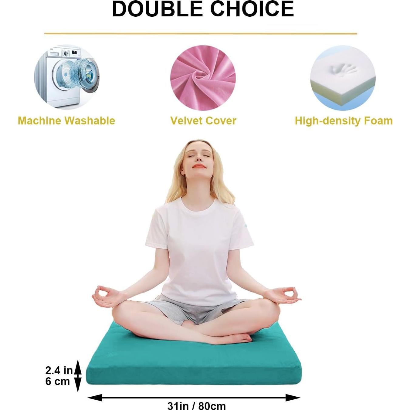 Alfombra de Meditación TokSay Velvet 78.74x78.74 cm Verde