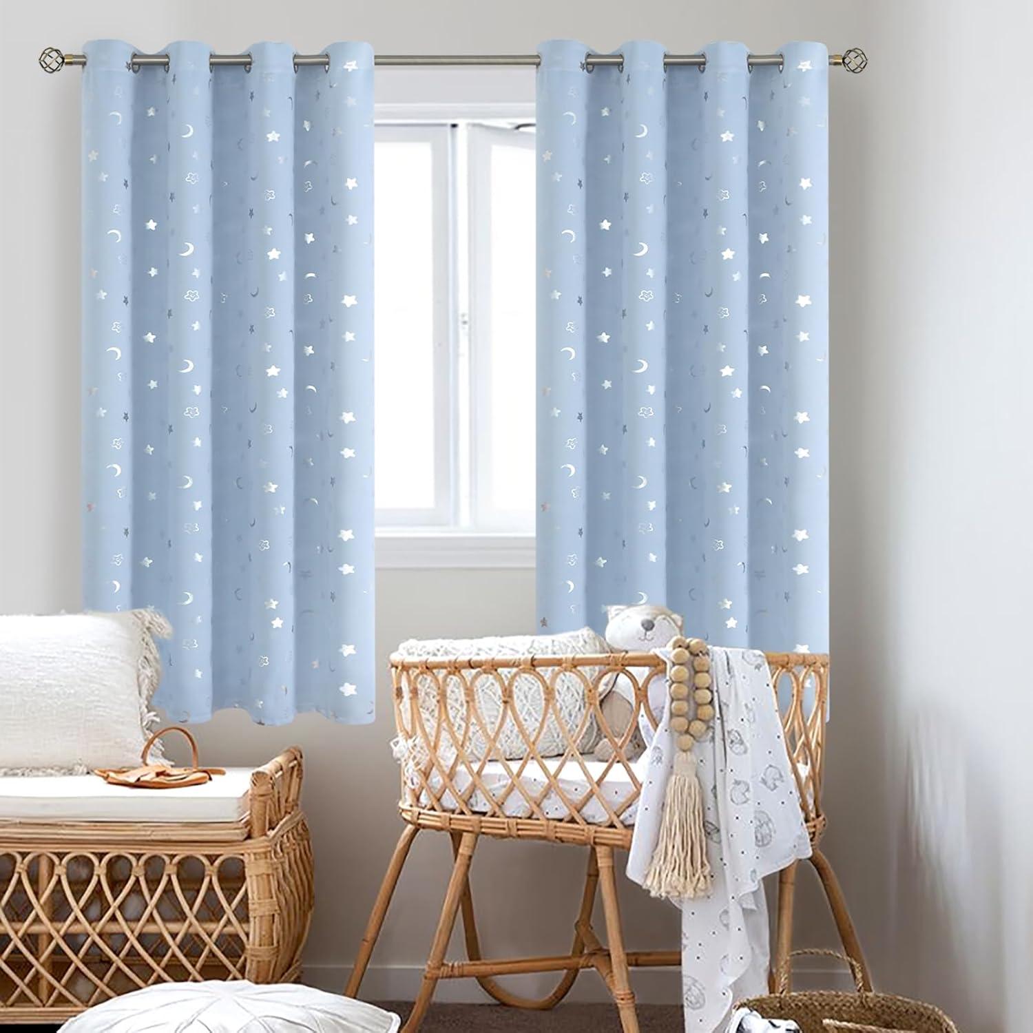 Cortinas Opacas BGment 2 Paneles Estrellas y Luna 132x160cm