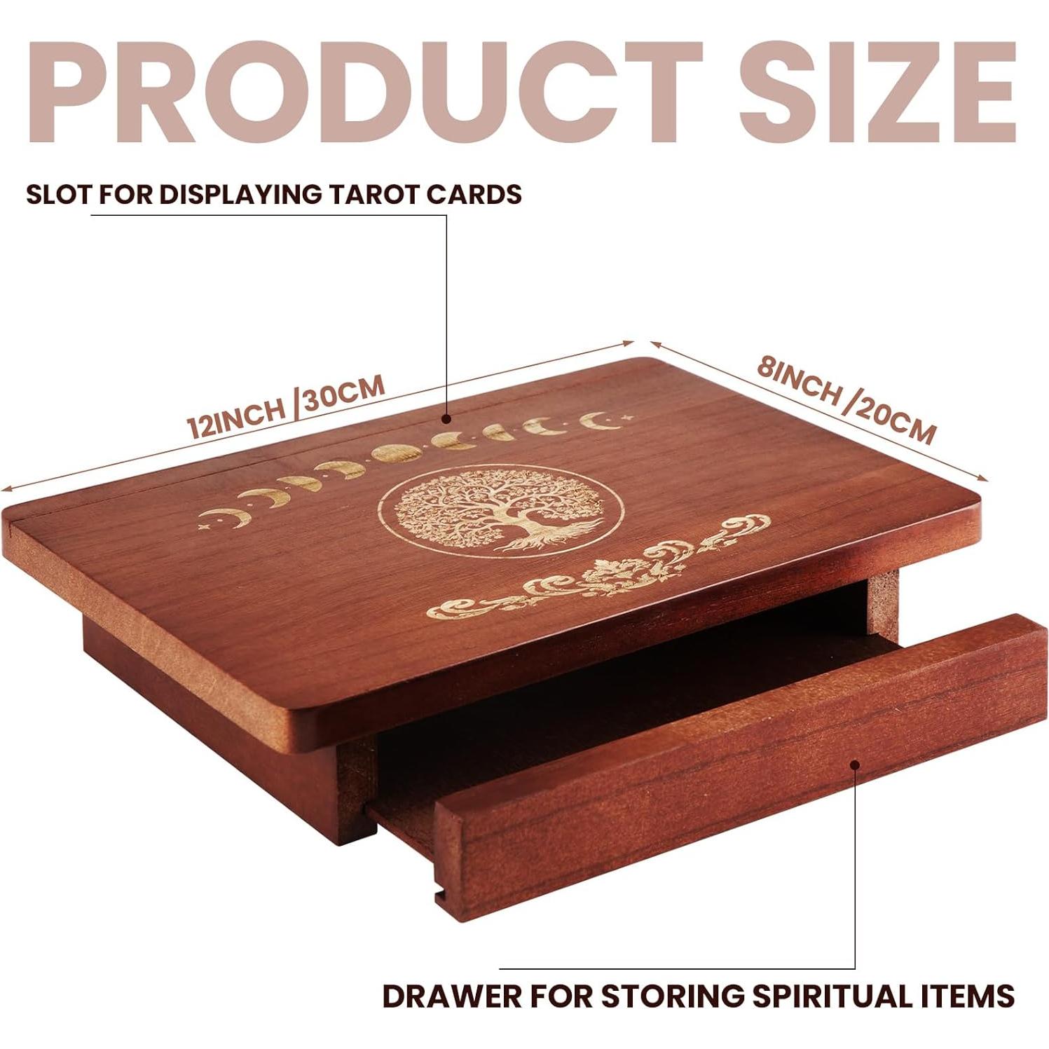 Mesa de Altar Wicca Briwooody con Cajón y Soporte Tarot 30x20cm