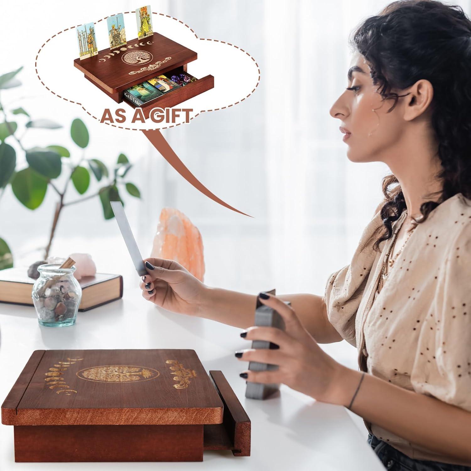 Mesa de Altar Wicca Briwooody con Cajón y Soporte Tarot 30x20cm