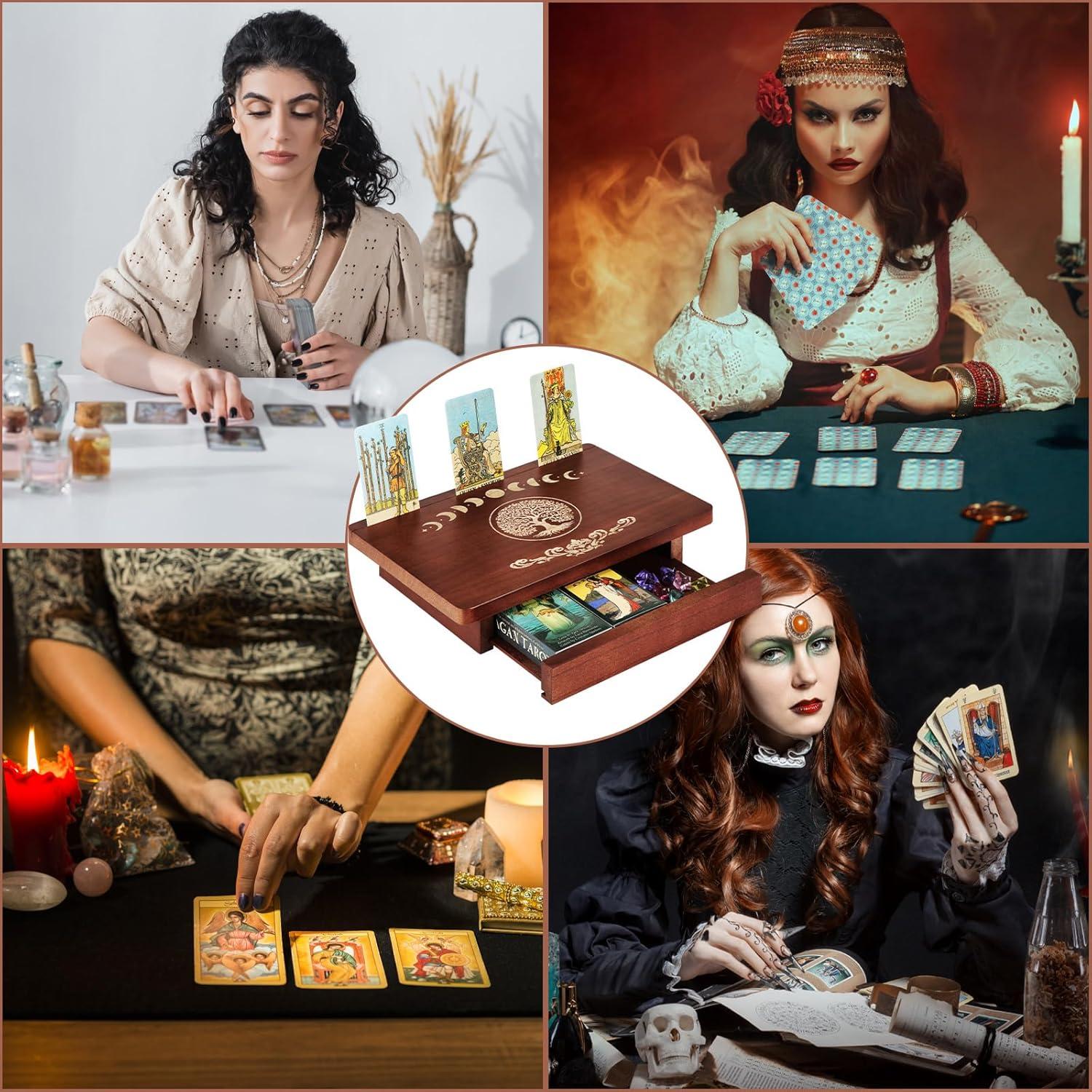 Mesa de Altar Wicca Briwooody con Cajón y Soporte Tarot 30x20cm