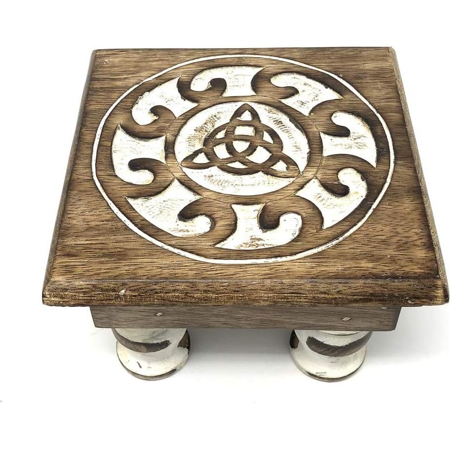 Mesa de Altar de Madera PINE PENTAGRAM Triquetra 15.24 cm