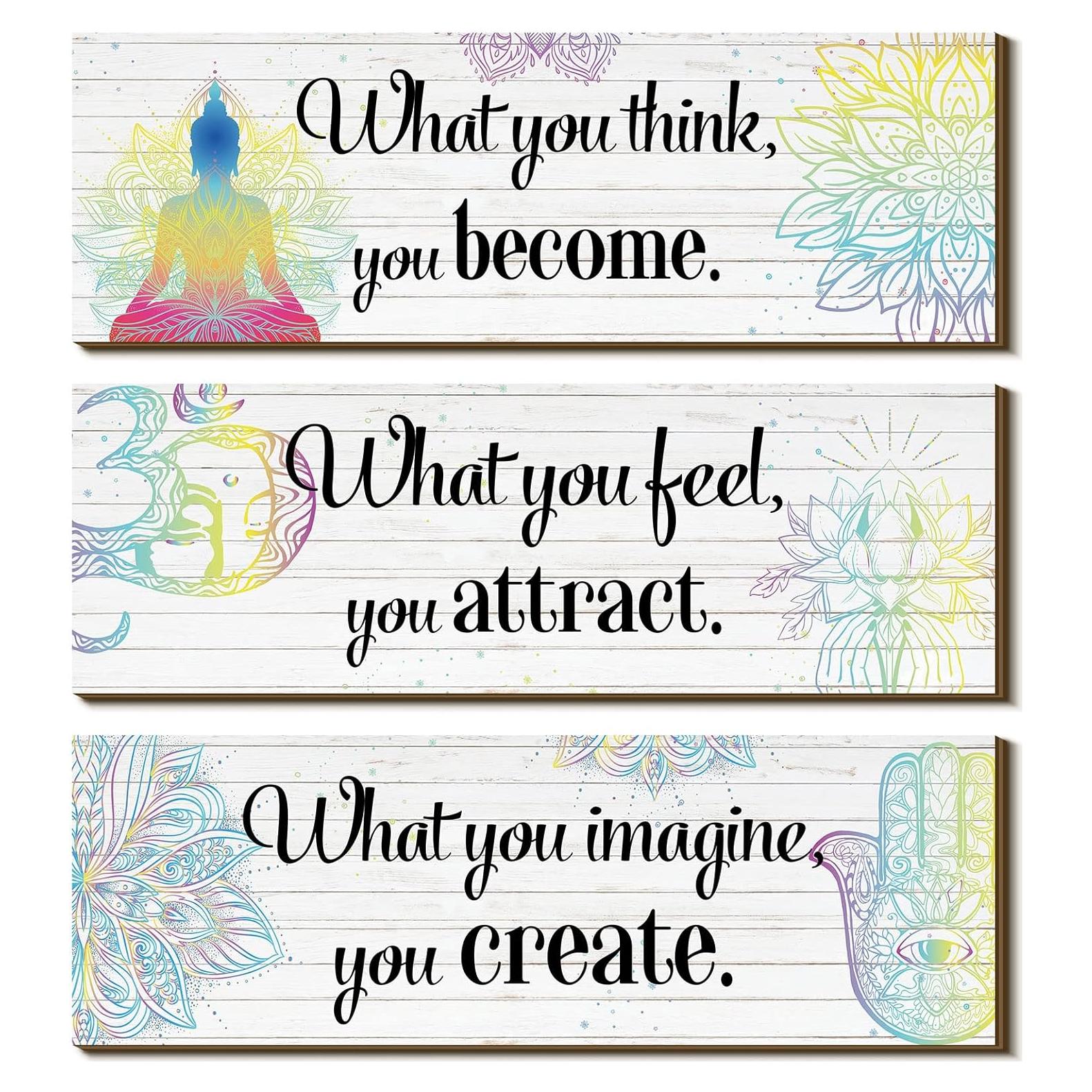 Set de 3 Decoraciones de Pared Buda Yerliker - 30x10 cm