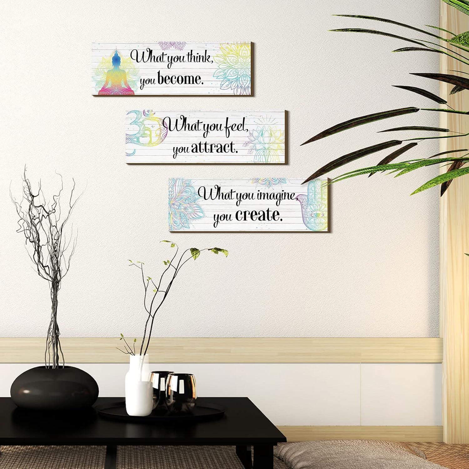 Set de 3 Decoraciones de Pared Buda Yerliker - 30x10 cm