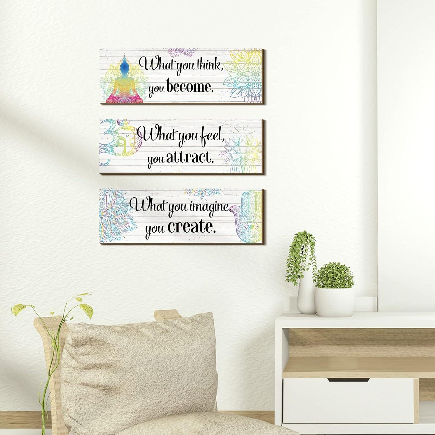 Set de 3 Decoraciones de Pared Buda Yerliker - 30x10 cm
