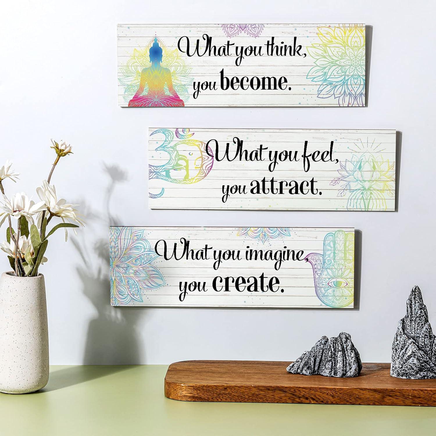 Set de 3 Decoraciones de Pared Buda Yerliker - 30x10 cm
